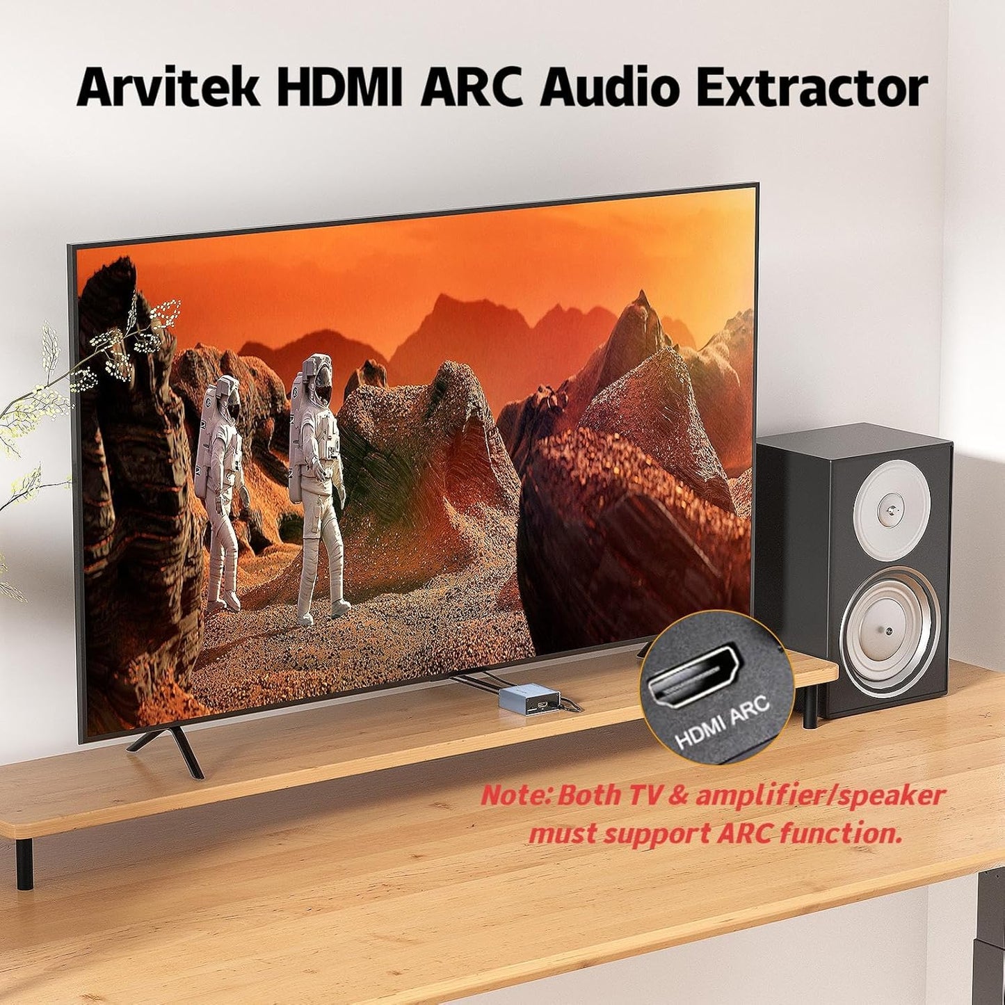 4k@60Hz, 192KHz 3.5mm HDMI ARC Audio Extractor HDMI Audio Converter with Optical S/PDIF & AUX Output for Blu-Ray