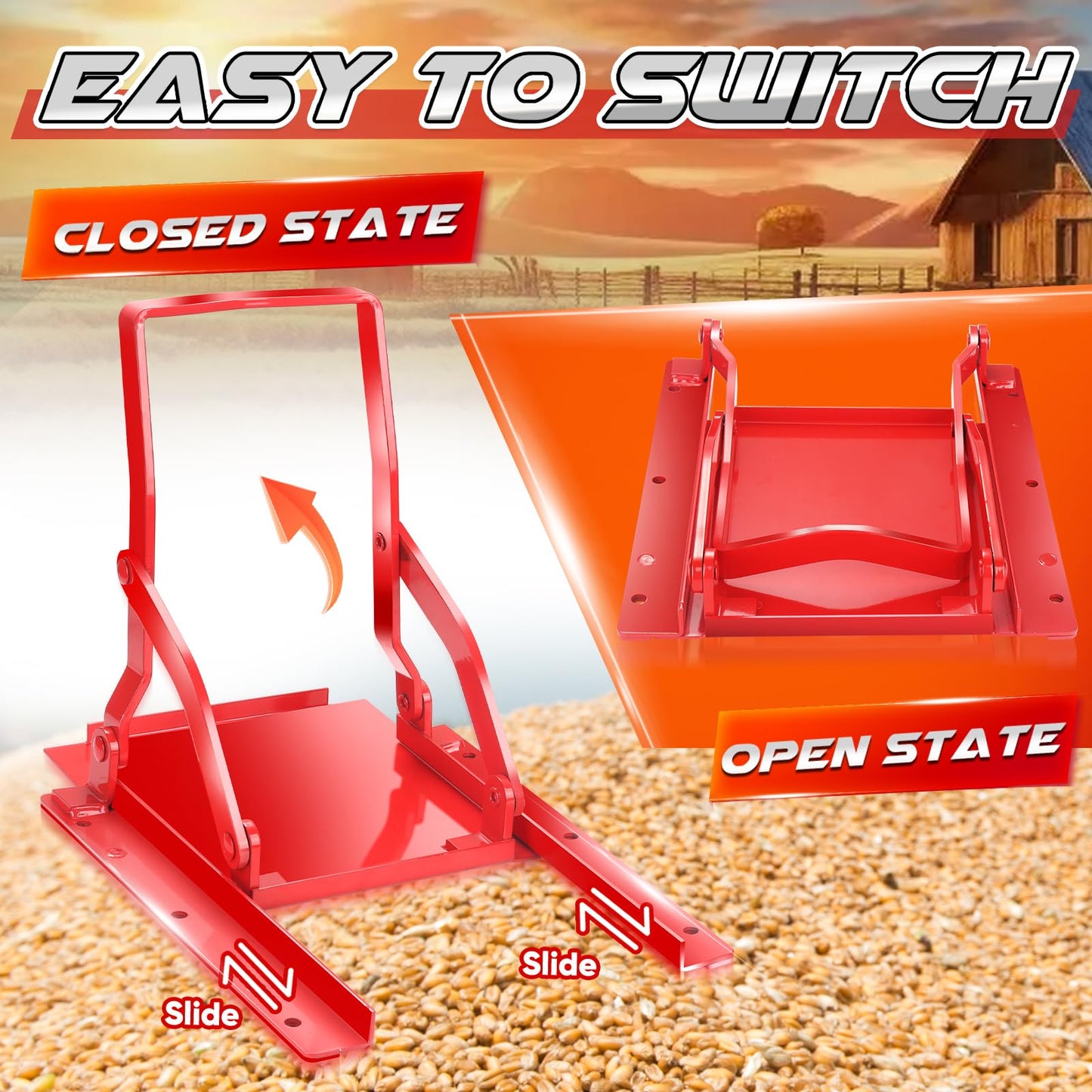 Selvora Sliding Grain Gate, 9 inch x 9 inch Red Manual Grain Bed Truck Slide Gate for Grain Kit Compatible with Sliding Gates Pickup Truck Bed Slide Hardware for Sliding Gates