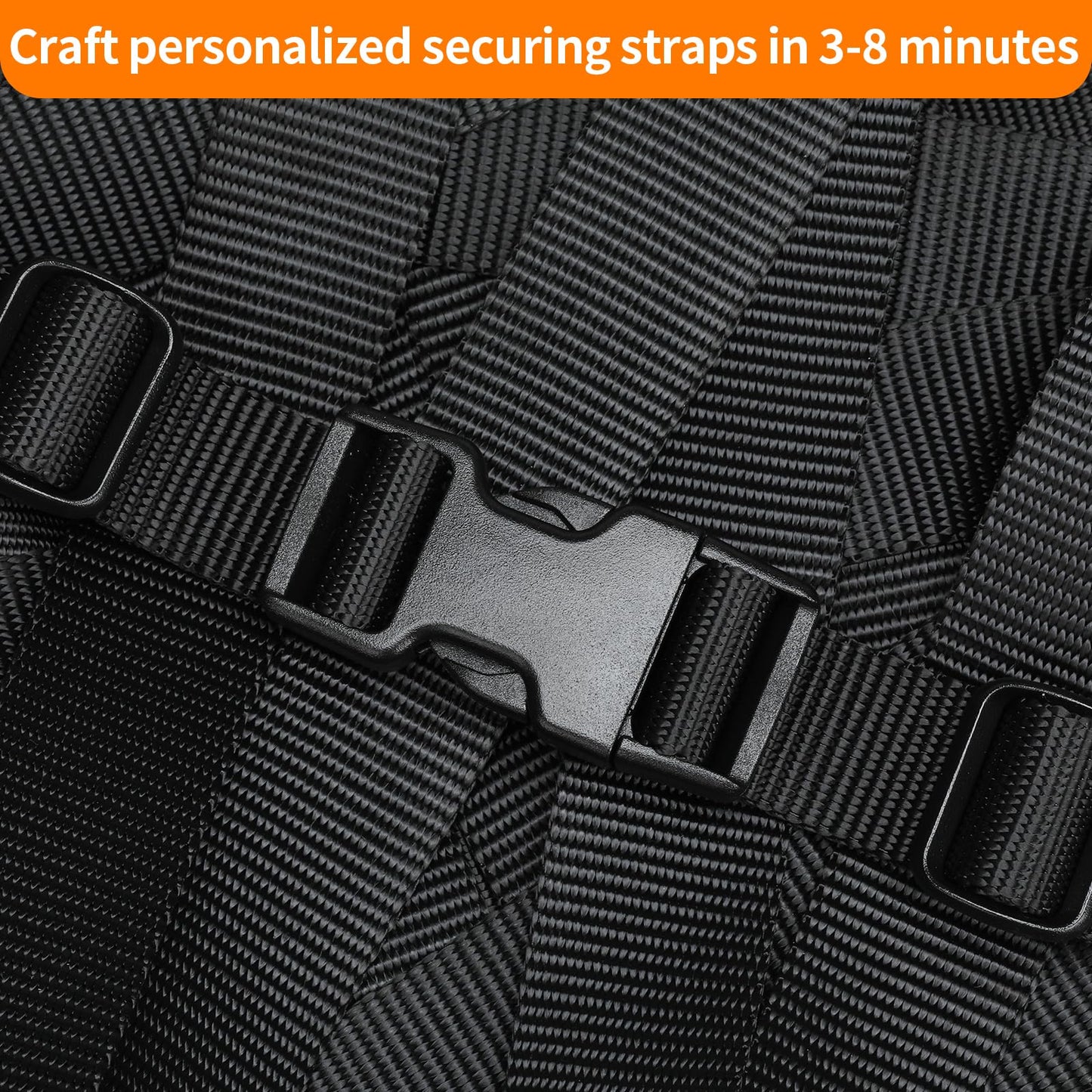 BEYOURD Buckles and Straps Set 1": 6 Yards of Thick Nylon Webbing, 6-Pack Heavy Duty Adjustable Quick Side Release Plastic Buckles, 12 Tri-Glide Slide Clips, Black (1-Inch Combo Set)