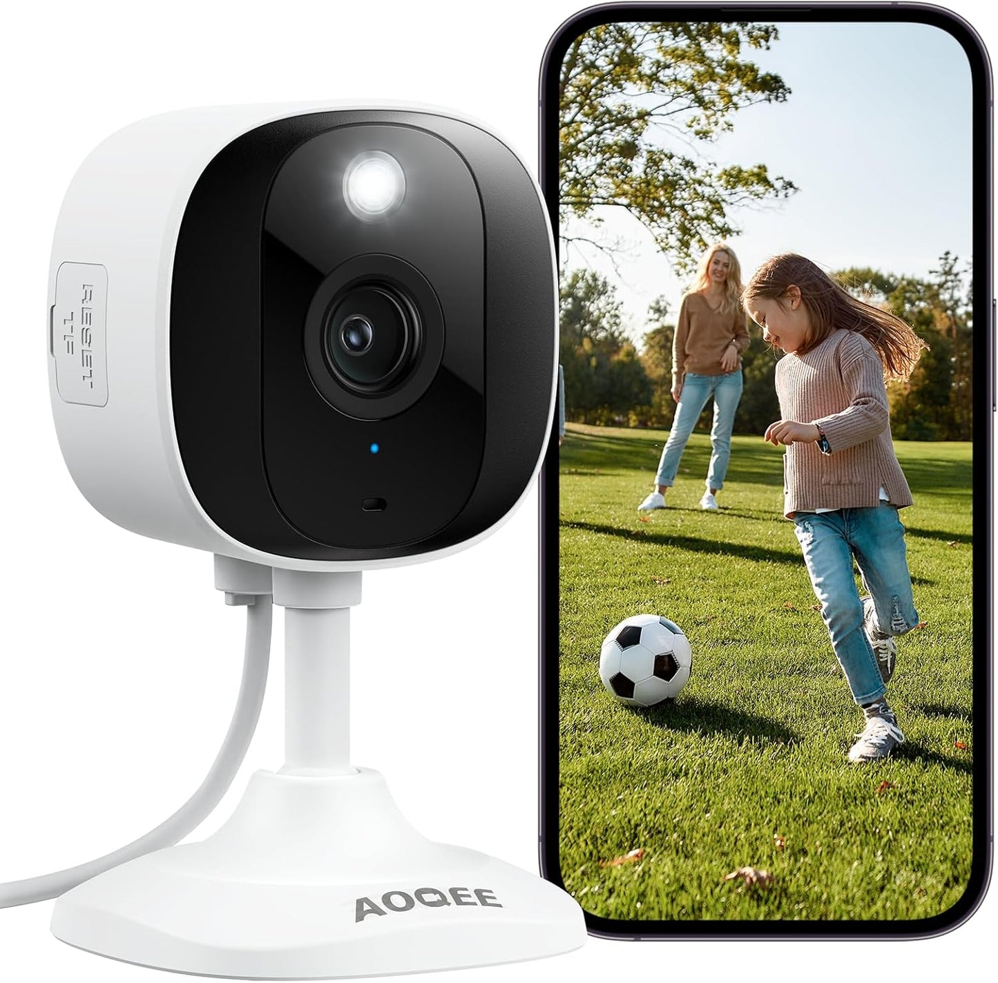 AOQEE 2K 24/7 (C1-White-1pack-2.4G) Cameras for Home Security-Outdoor/Indoor Camera for Dog/Cat/Pet/Nanny/Baby/Elderly