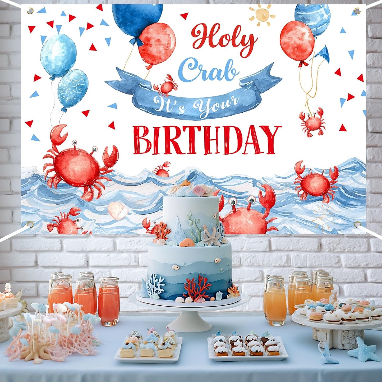 Merrystorm 5 3ft Crab Birthday Backdrop Crab Birthday Party Decorations Holy Crab Its Your Birthday Photograph