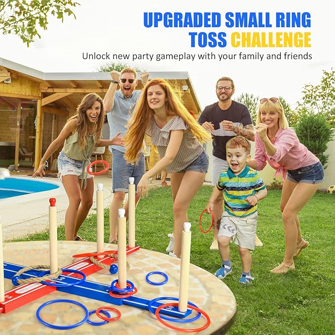 Outdoor Games for Kids 3-12 Upgraded Large Wooden Ring Toss Game with 30 Rings Party Yard Game for Family Outside Toys for 10 11 12 13 14 Years Old Boys Gifts