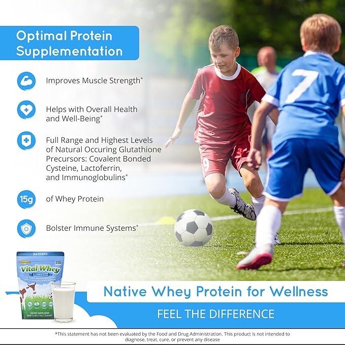 Grass-Fed Whey Protein Powder for Immune Vitality, Natural Vanilla 2.5lbs (56 Servings), 15g Protein Per Serve, Vital Whey, Clean Holistic, Wellness Nutrition