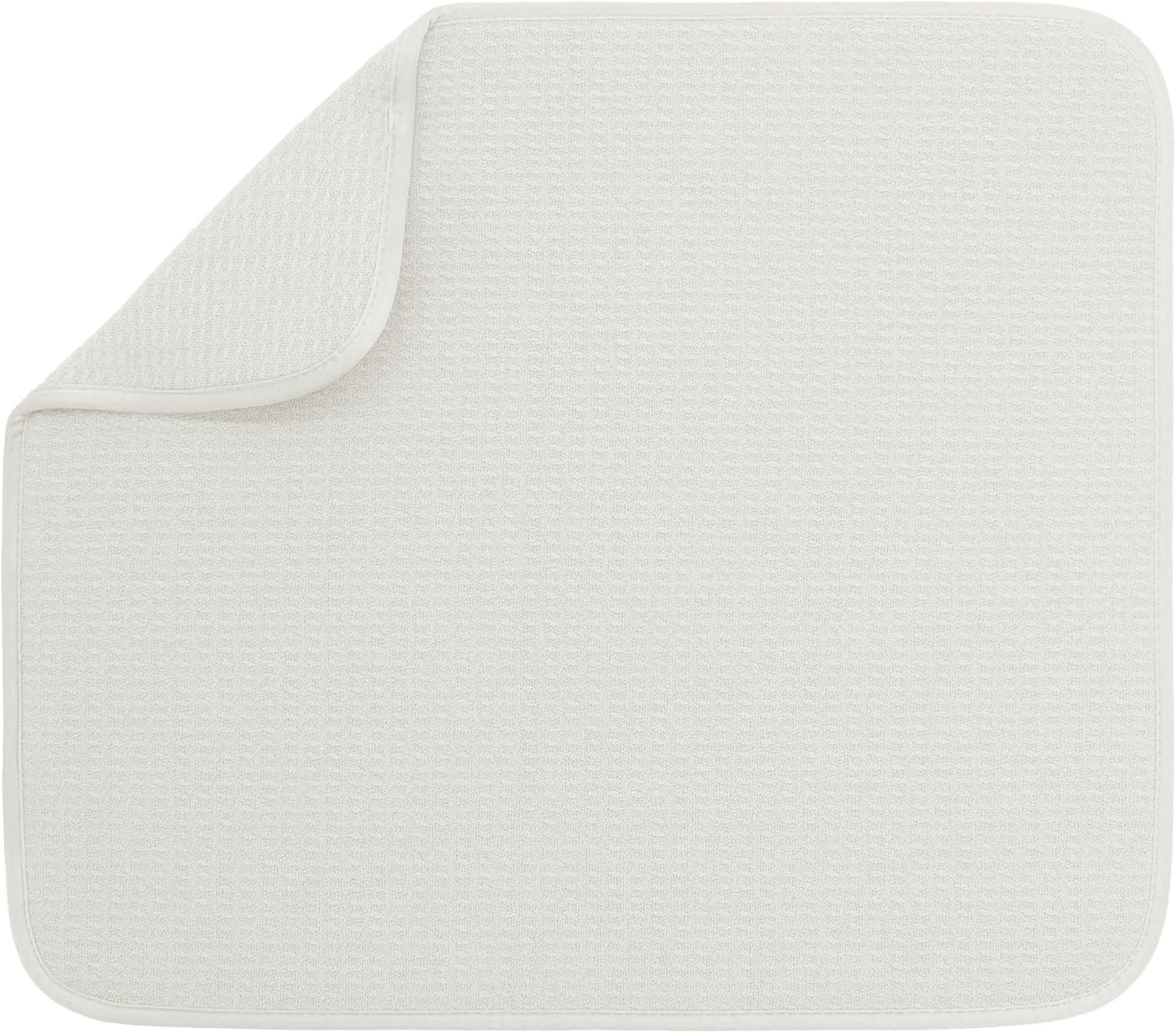 S&T INC. Dish Drying Mat - Absorbent Microfiber Kitchen Counter Pad, 16” x 18”, Large Cream Color