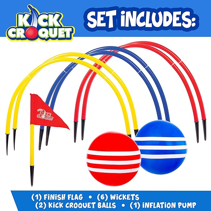 Franklin Sports Kick Croquet Game Set - Perfect for Kids and Adults - Combines Soccer and Croquet - Great for Outdoor Play