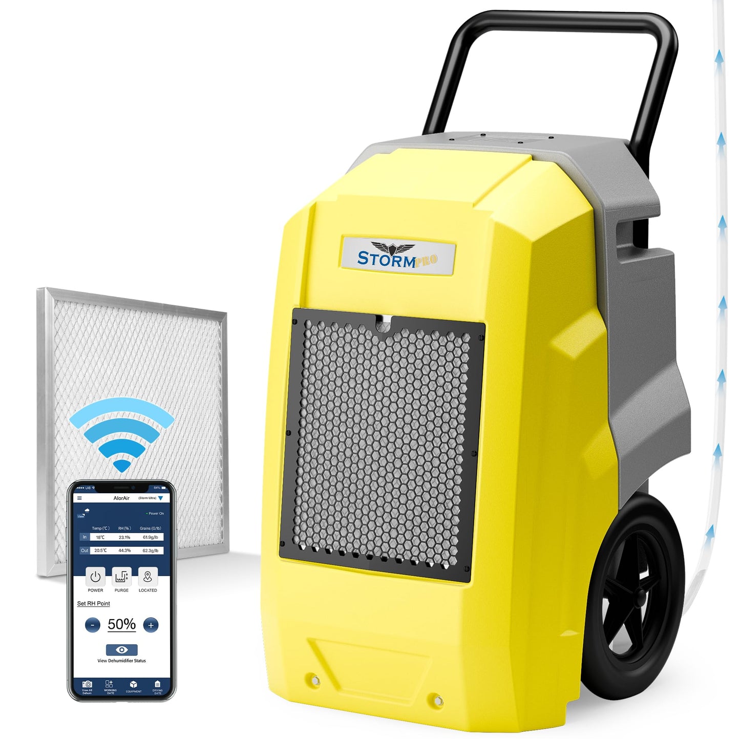 ALORAIR 180 Pints Commercial Dehumidifier with Pump Drain Hose, Smart Wi-Fi Dehumidifier for Large Basement, Industrial or Commercial Space, Smart Wi-Fi, 6 Years Limited Warranty