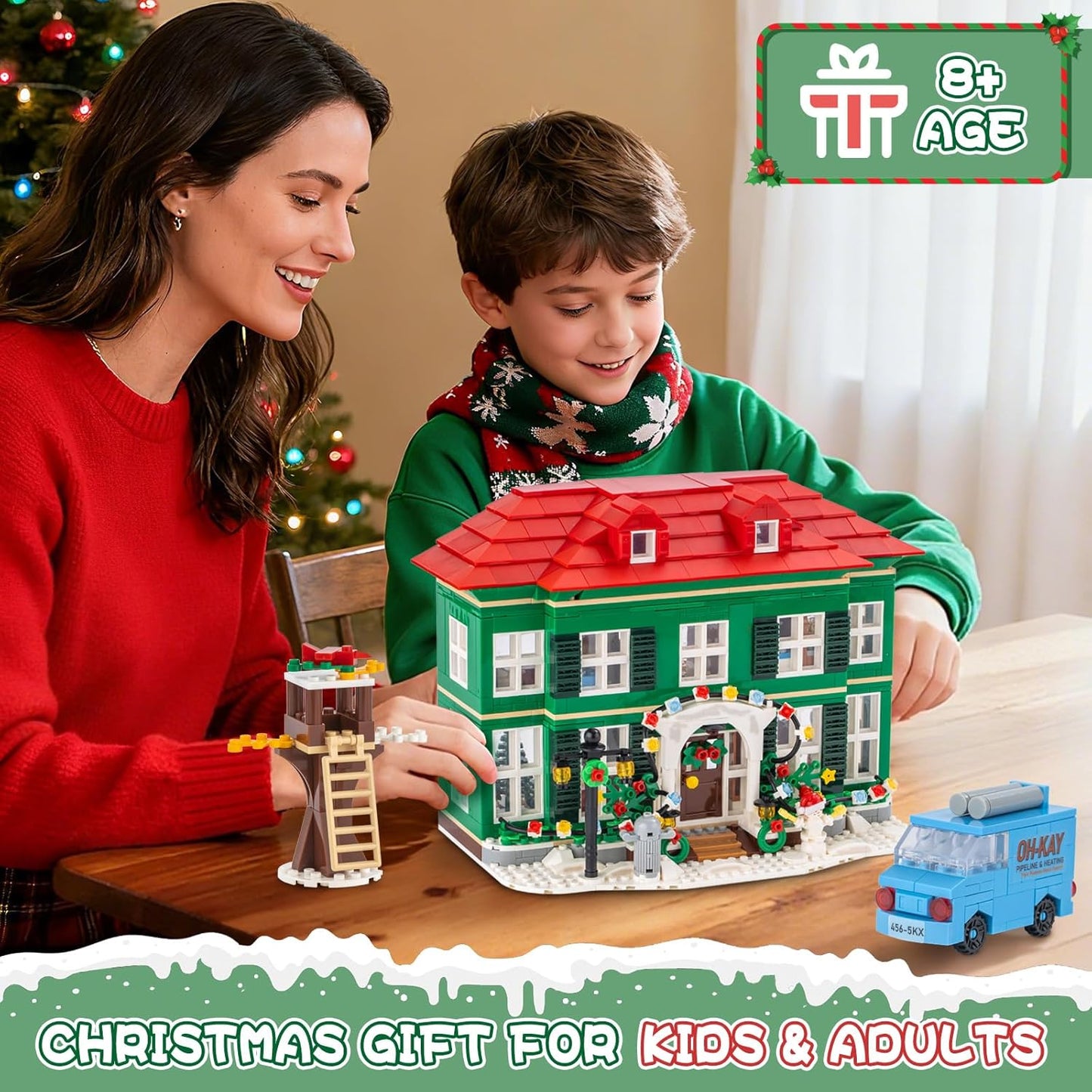 Skiennix Christmas House Building Set - 1187PCS Holiday Kit with Lights for Adults & Movie Fans