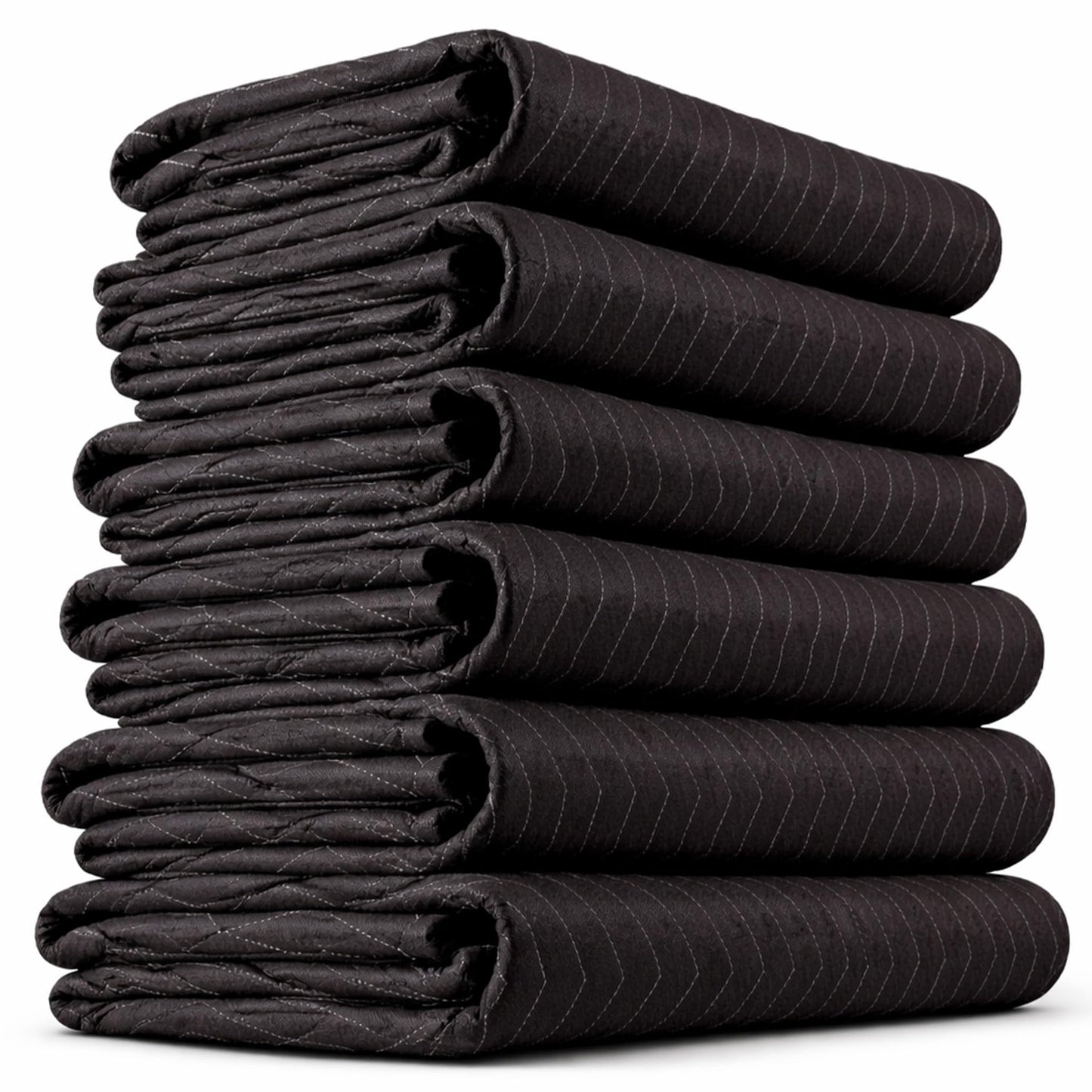 US Cargo Control Moving Blankets Heavy Duty 72"x80" 6-Pack (65 lbs/doz), Padded Furniture Blankets for Moving, Shipping, and Storage, Durable Quilted Furniture Pads, Tough Black Polyester