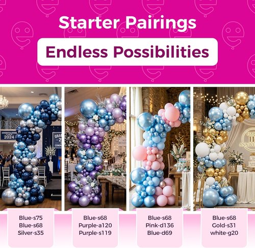 Bezente Metallic Light Blue Latex Balloons - 100 Pack 12-Inch Chrome Helium Balloons for Parties