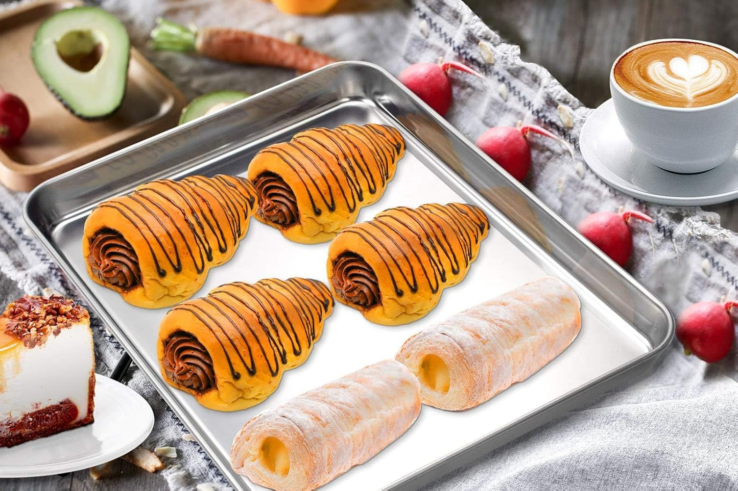 Yododo Stainless Steel Baking Sheet - Non-Toxic, Easy Clean, Rust-Free | 23½ Inch Cookie Tray