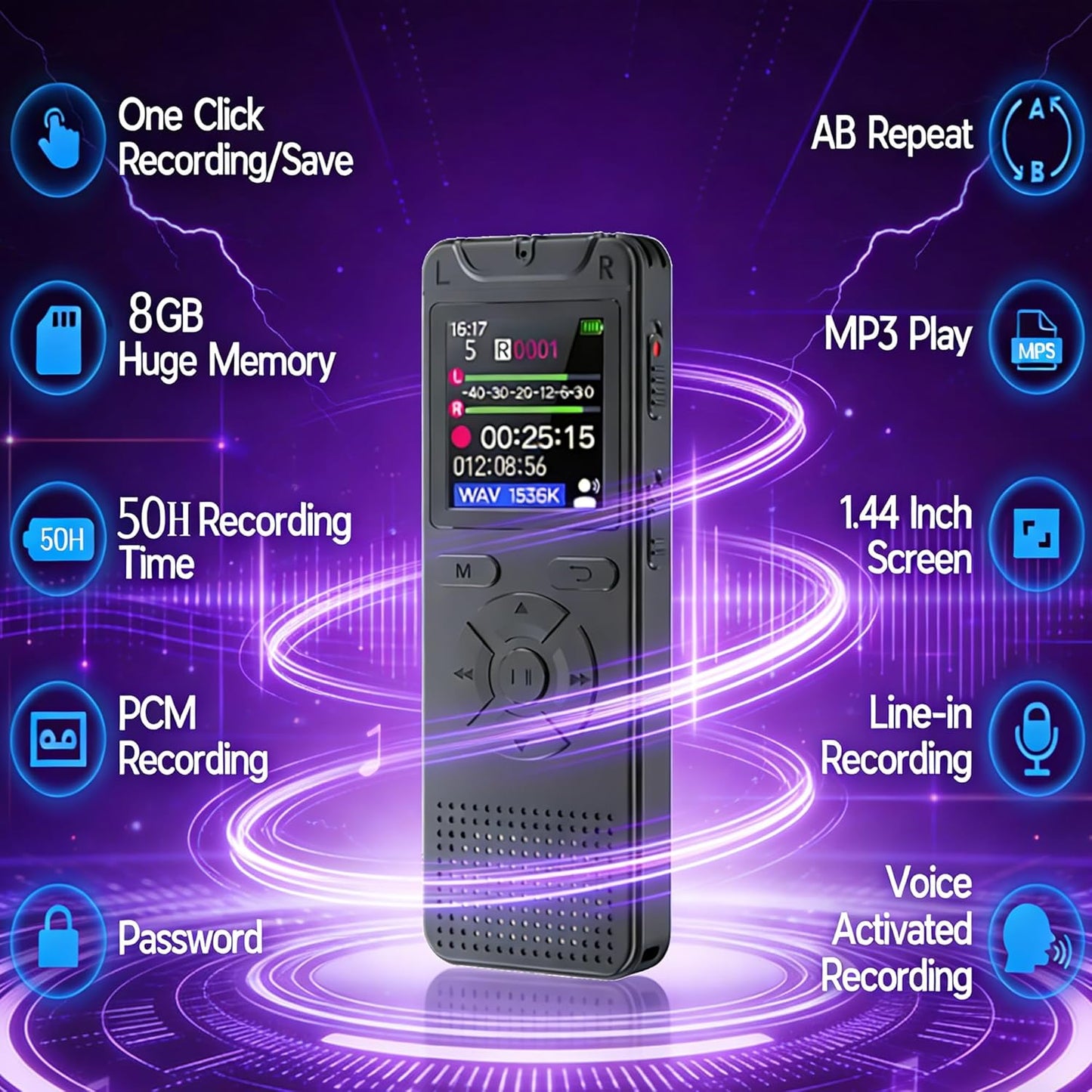 Metyoxmmx MP3 Digital Voice Recorder - Affordable & Easy to Use, One-Click, Voice Activated & Noise Reduction, Long