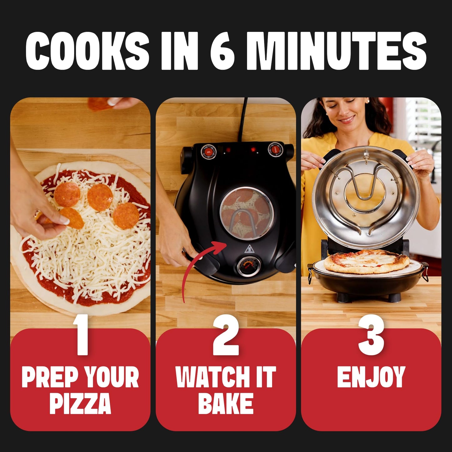 PIEZANO XL 14 Inch Electric Indoor Pizza Oven Heats up to 800˚F - Pizza Maker with Stone for Crispy Crust Pizza, Cooks in Under 6 Minutes, Countertop, Dual Heat Control, Peels & Scraper Included