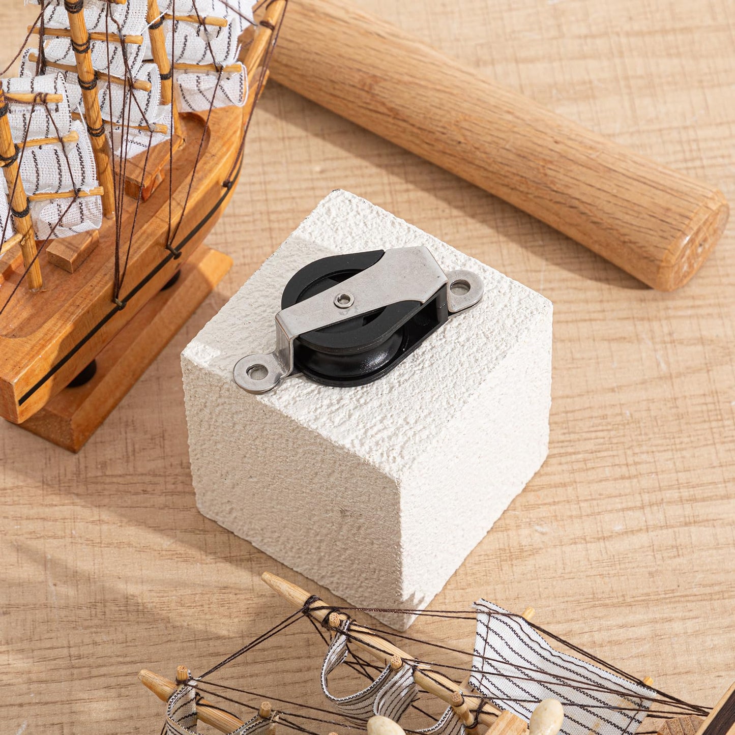 Otoolling 4 Pcs 30mm Sailing Cheek Block Marine 316 Stainless Steel Nylon Block, Universal Single Head Pulley, Rope Pulley, Nylon Sheave, Rope Runner Boat Accessories