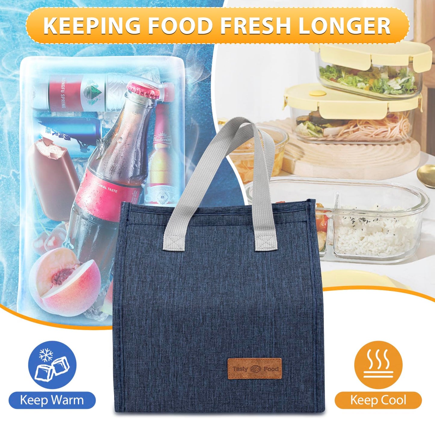VZZNN 12 Pack Lunch Bags Bulk,Insulated Reusable Lunch Bags with Aluminum for Women Men,Leakproof Tote Large Lunch Box for Office,Work,Beach or Travel,Black