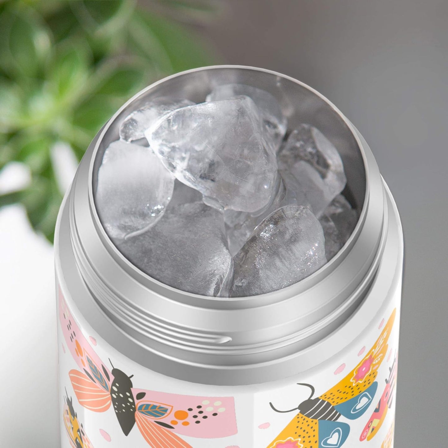 THERMOS FUNTAINER F4101 Stainless Steel Kids Bottle - 12 Ounce, Butterfly Design for Easy Hydration