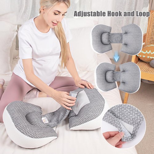 Chilling Home Pregnancy Pillow - Maternity Support for Back, Belly & Waist | Portable Grey Design
