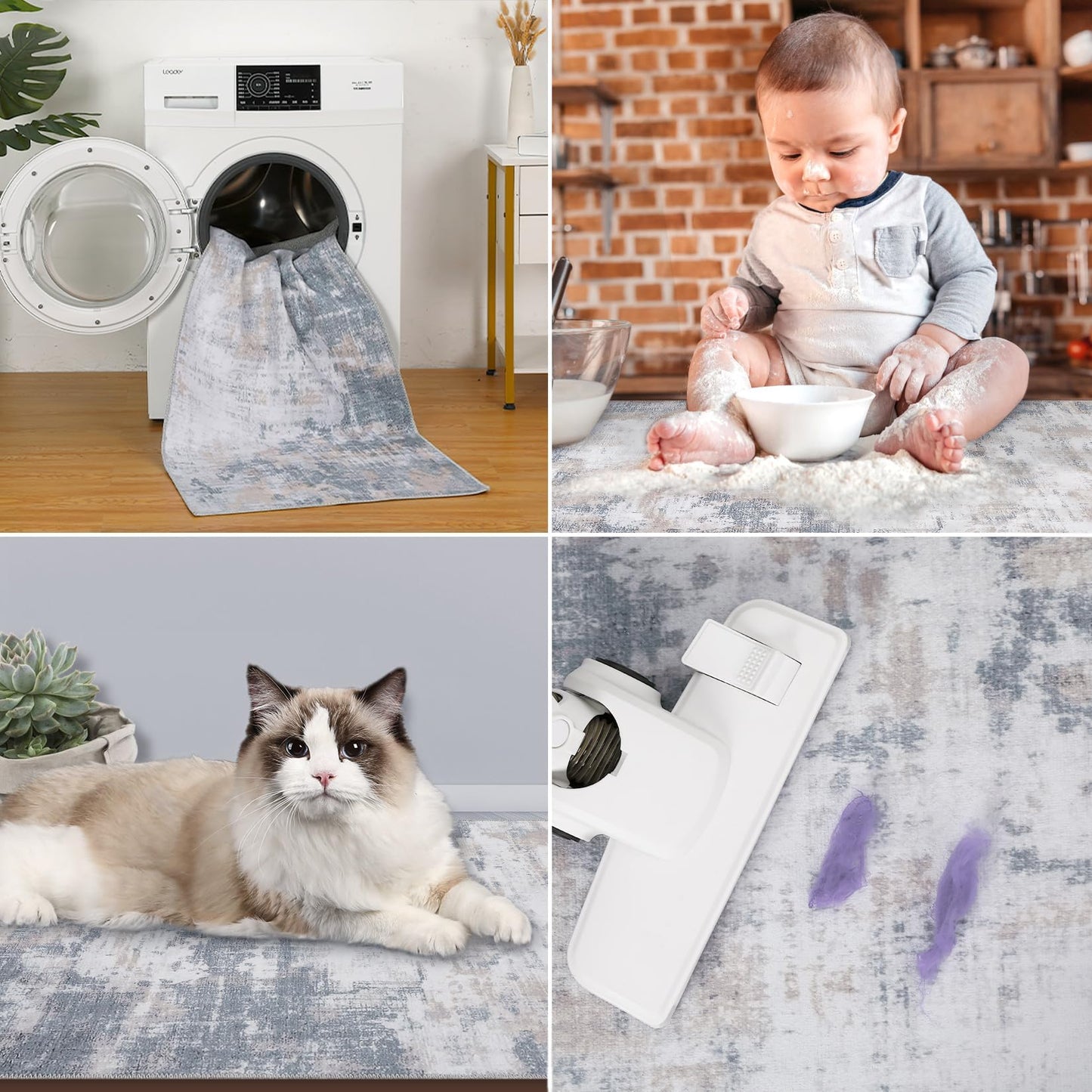 GarveeHome9x12 Area Rugs Washable Rug, Modern Abstract Living Room Rug Soft Anti-Skid Thin Carpet Indoor Floor Non-Shedding Carpets for Bedroom Dining Room Farmhouse Nursery Home