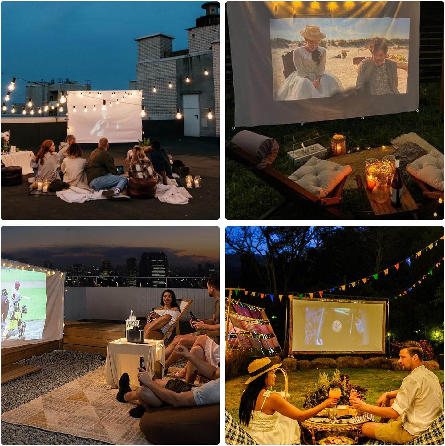 WEDIOU 120 inch: 16:9 4K Outdoor Movie Projector Screen Wrinkle-Free and Foldable Projection Screens HD for Theater.