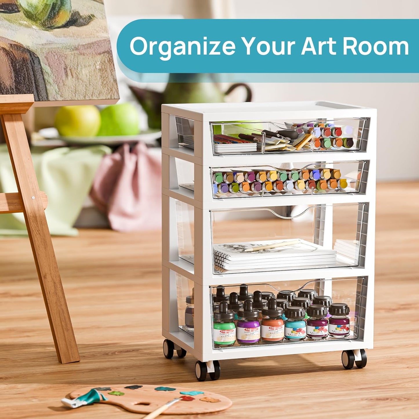 Vtopmart 4-Tier Rolling Drawer Cart - Versatile Storage Organizer for Home, Office & Crafts