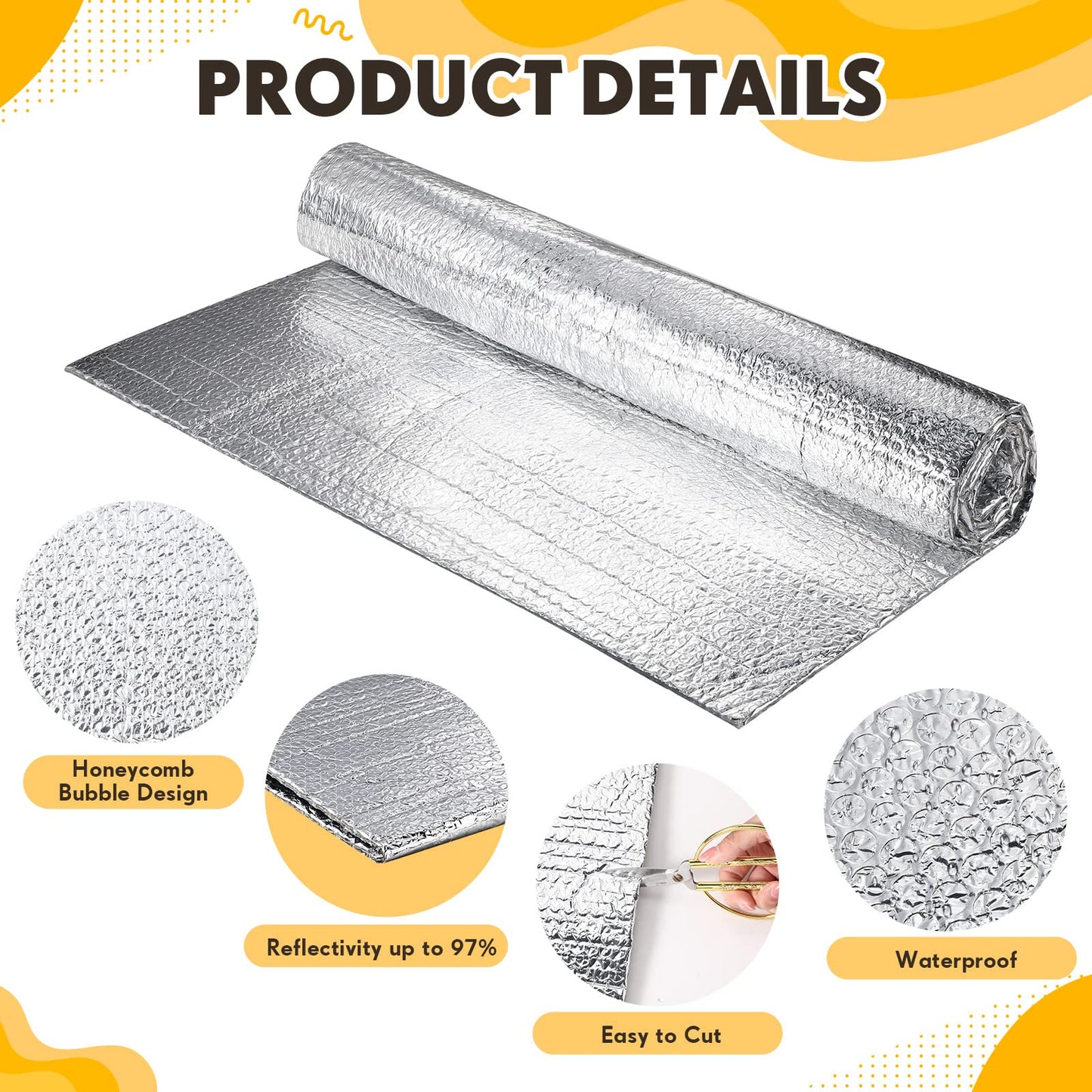 Frienda 24 Pcs Garage Door Insulation Panels Kits Double Bubble Reflective Aluminum Foil Radiant Barrier Thermal Insulation Sheet for Garages Greenhouses Attics Walls Windows (24 x 48 Inch)