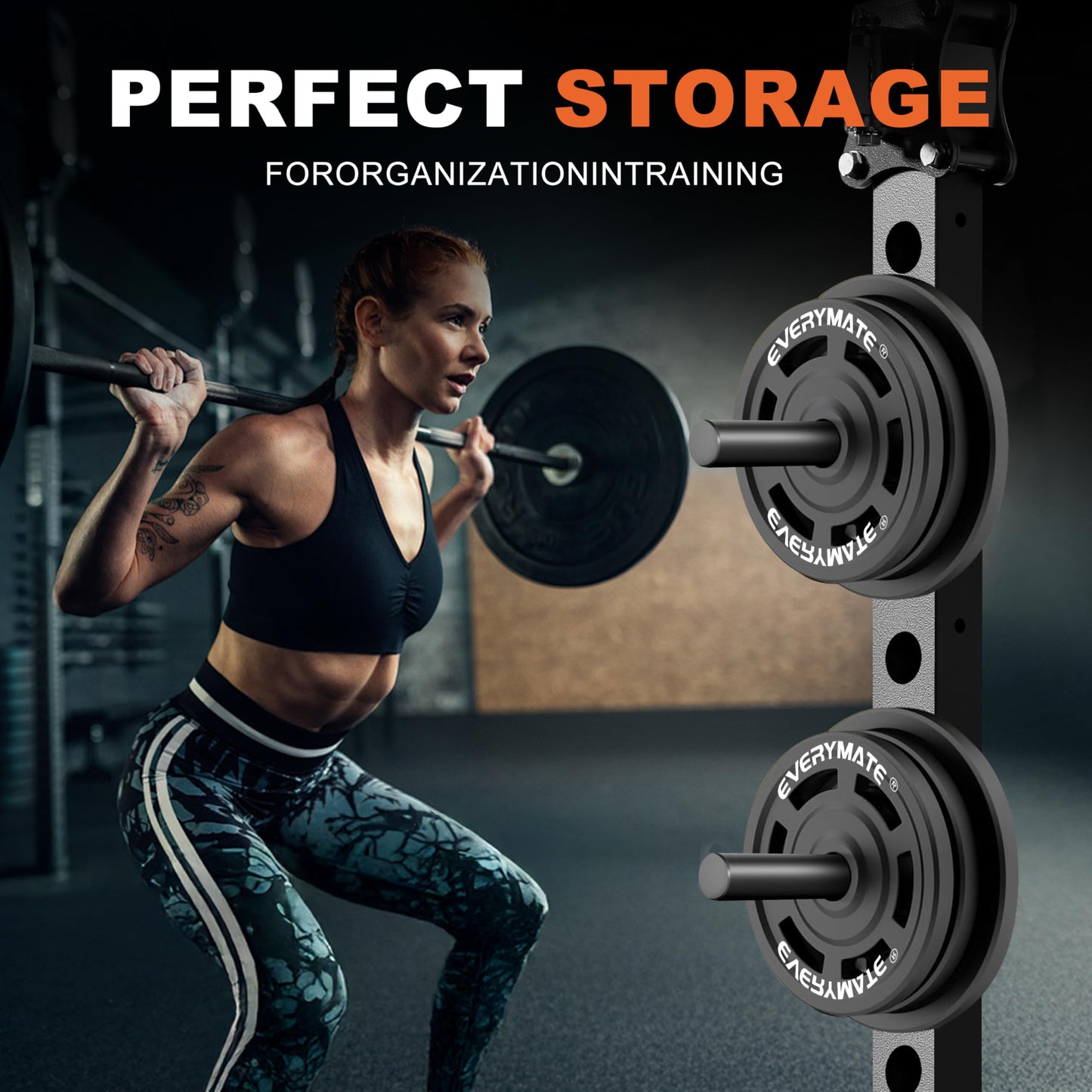 EVERYMATE Weight Plate Holder, Weight Plate Storage Rack, Fitness Squat Rack Attachments, For Power Rack 2x2-3x2,Fit 2" Weight Plates