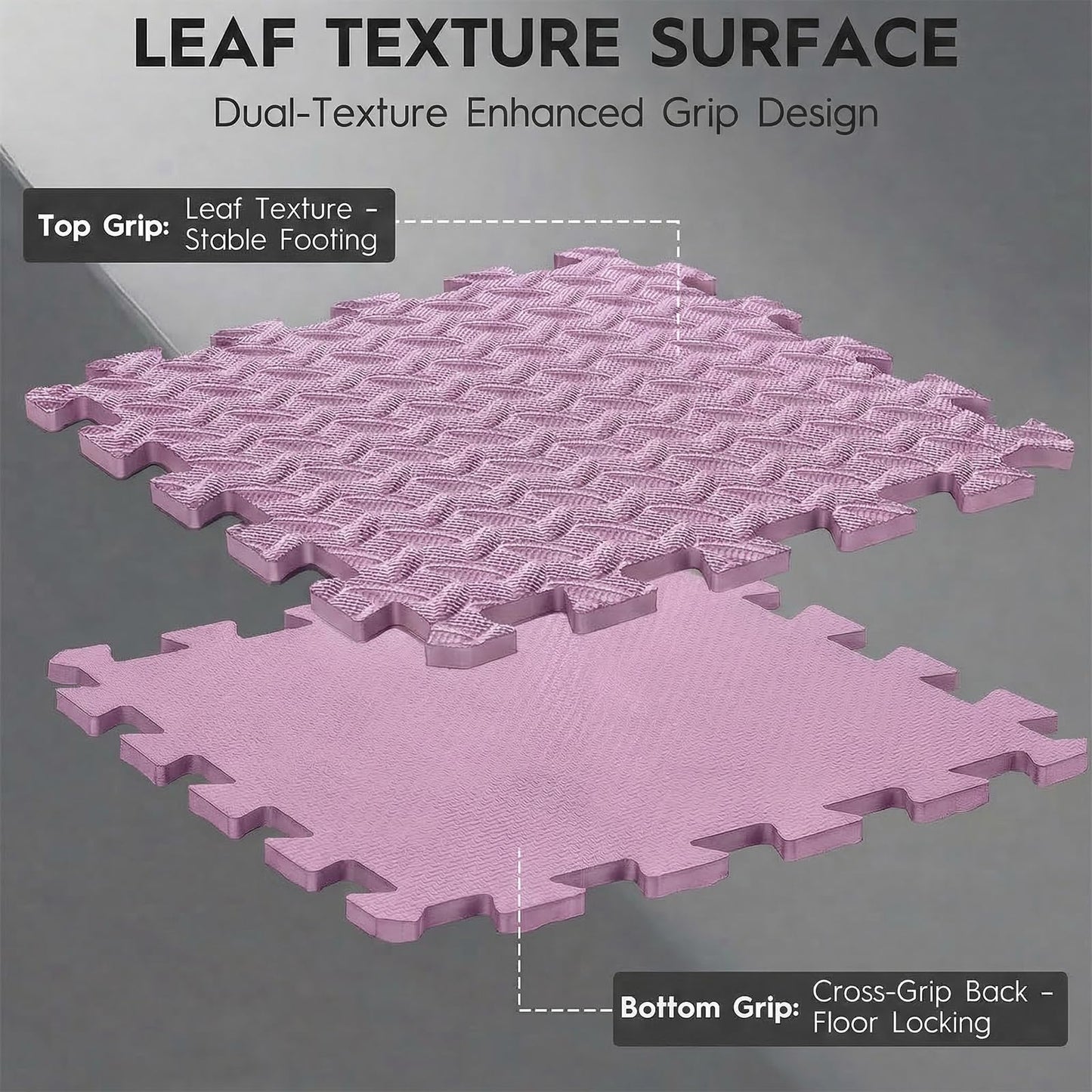 Haulcove Puzzle Exercise Mat, EVA Interlocking Foam Floor Tiles, Non-Slip, Protective, Water-Resistant Flooring for Home Gym & Workout Equipment, 12.6" x 12.6" x 0.4", 18 Sq Ft, 18 Tiles, Pink