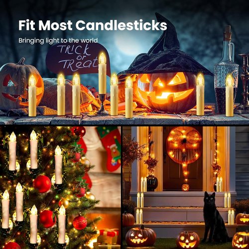 JOSU Flameless LED Taper Candles - 12Pcs Battery Operated with Remote Timer | Warm White for Home Decor