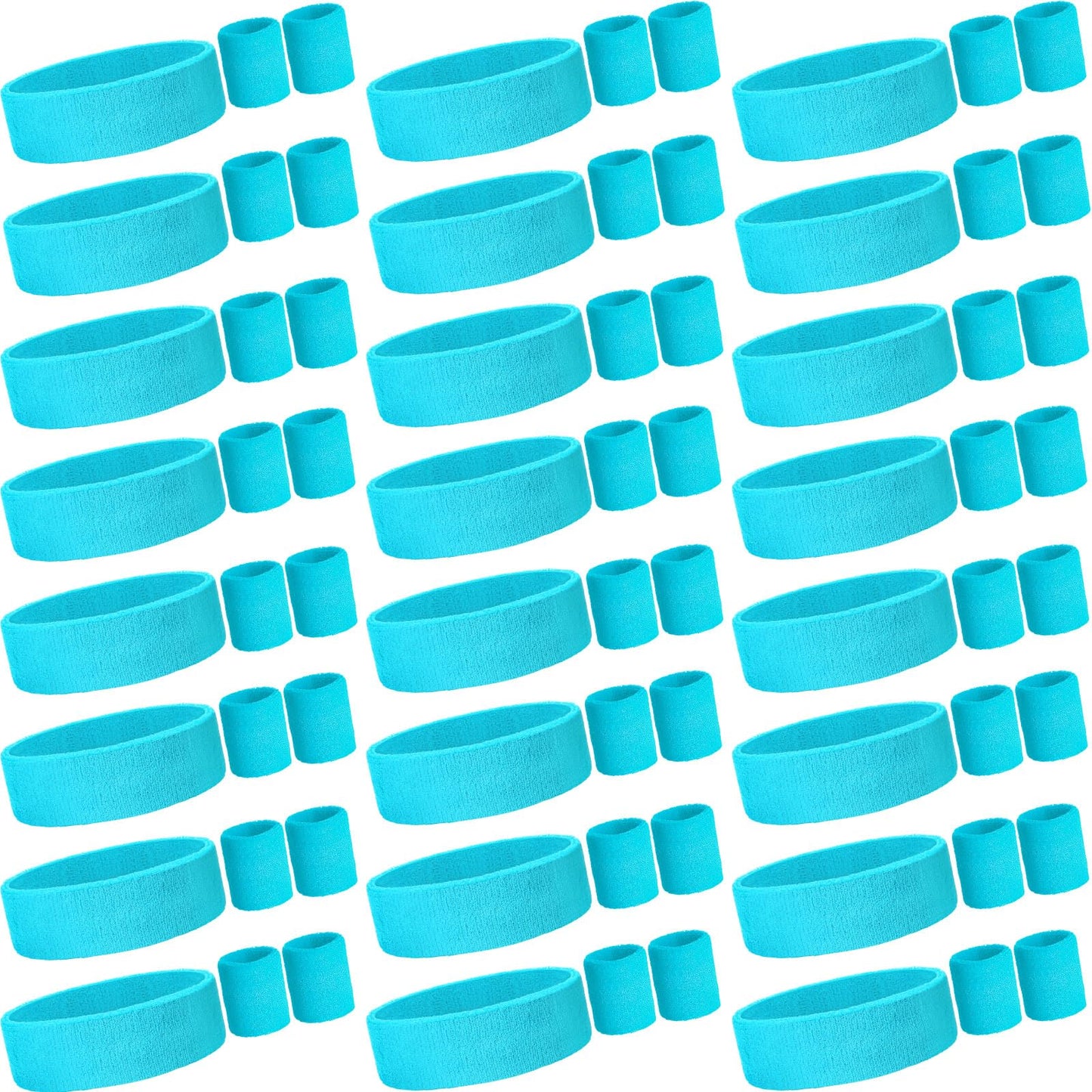 Yuxung 72 Pcs Neon Sweatbands Set for Women Tennis Wristbands Cotton Terry Cloth Sports Athletic Sweat Bands for Running Gym Basketball Workout Sports 80s 90s Costume Cosplay Party (Neon Blue)