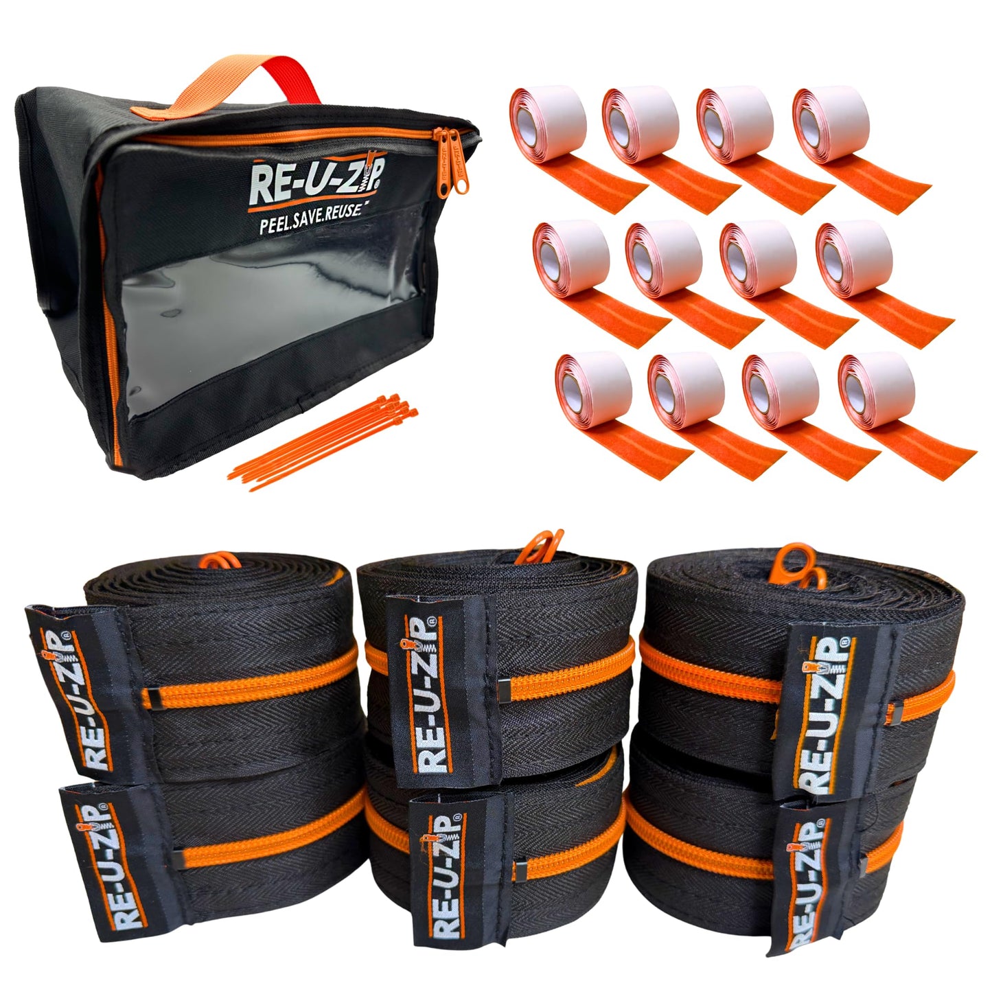 RE-U-ZIP Reusable Dust Barrier Zipper, Fail-Safe, Replaceable & Lockable, Cost-Effective for Single or Repeated Use, PRO Bundle