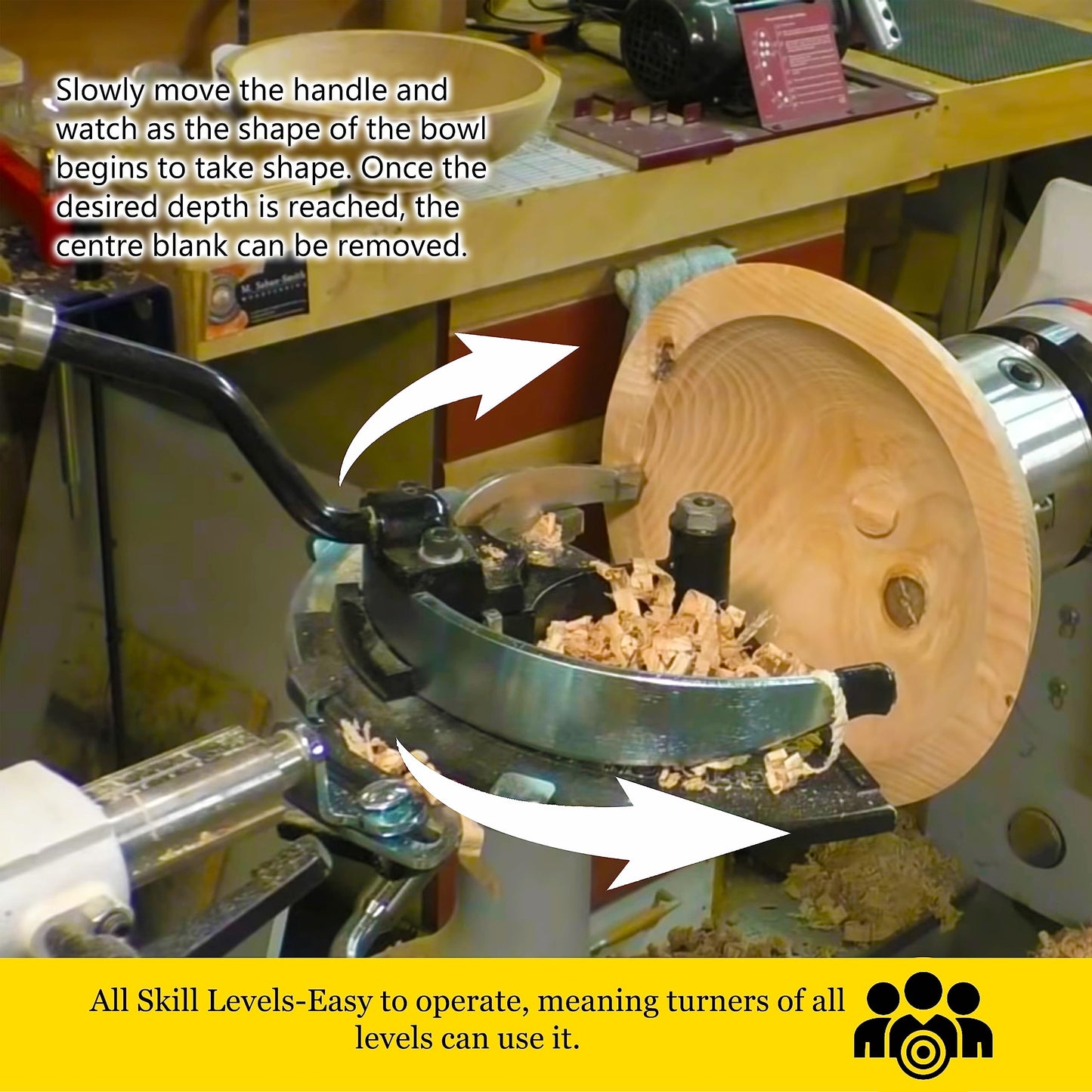 WoodcutxCoring System with Two High-Strength Blades for Coring Bowl Blanks 3"(75mm) to 12"(300mm) on Woodturning Lathe BSVR