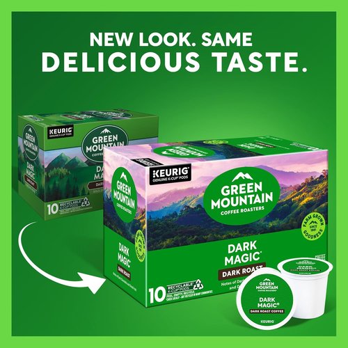 Green Mountain Coffee Roasters Dark Magic K-Cup Pods - Dark Roast Coffee, 60 Count (6 Packs of 10)