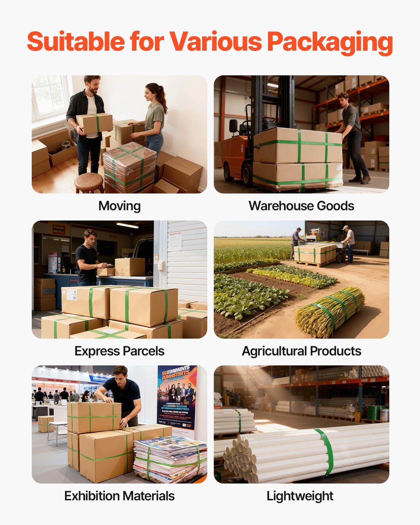 VEVOR Banding Strapping Kit, Heavy Duty Banding Sealer Tool with 1500 ft PET Band, 450 Metal Seals, 150 Corner Protectors & Gloves, Plastic Pallet Packaging Strapping Kit for Warehouse/Shipping/Moving