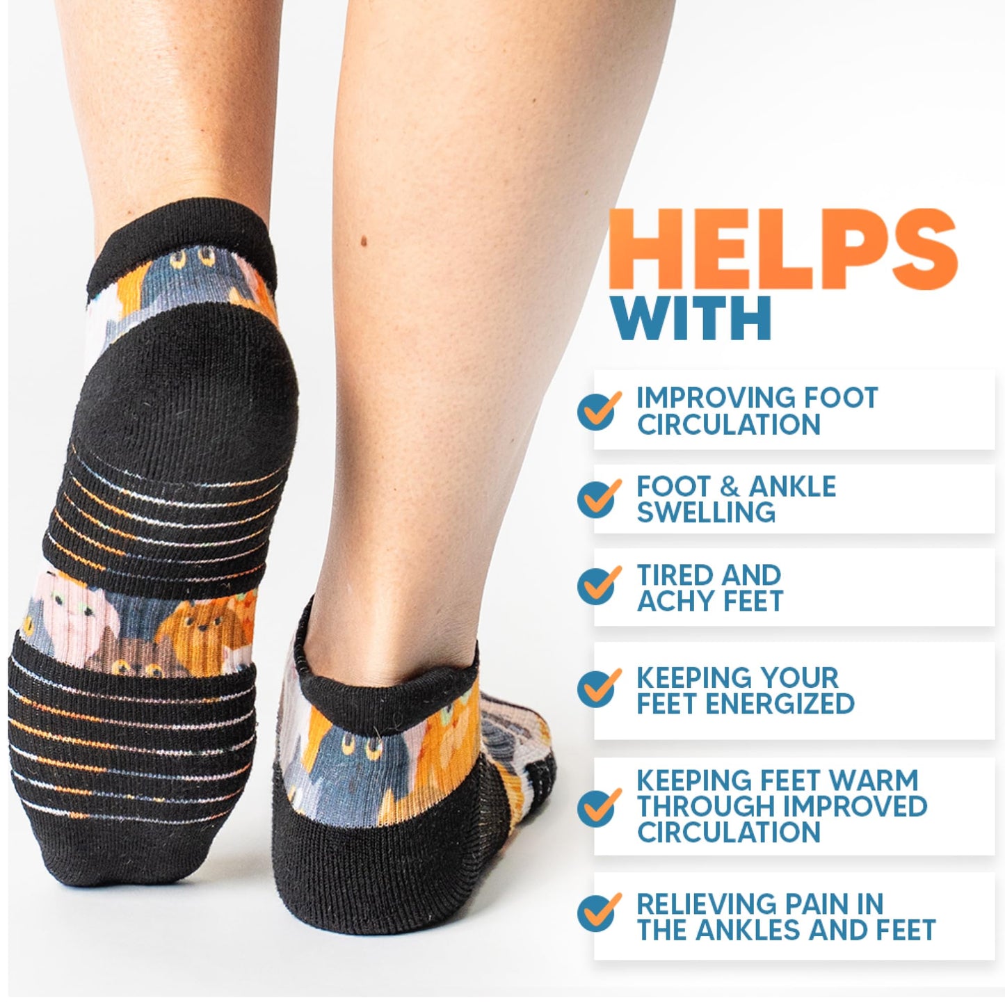 Viasox Ankle Compression Socks for Women & Men, 14 mmHg Support Improves Circulation, Extra Cushioned (US, Alpha, Medium, Regular, Regular, White)