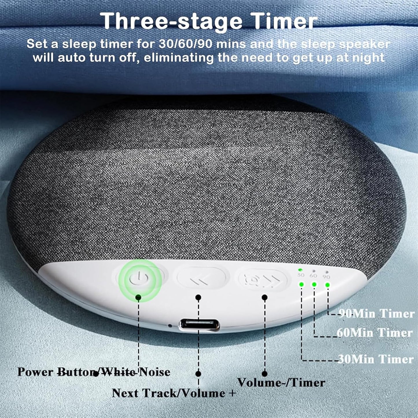 waspush (2pcs) Pillow Speaker, Pillow Speakers for Sleeping, Under Pillow Speaker Bluetooth, Pillow Bluetooth Speaker