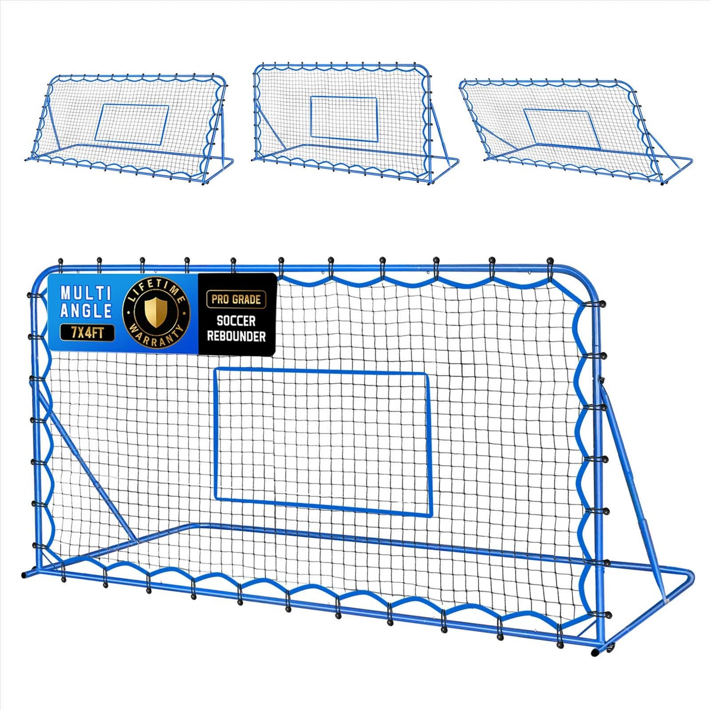 7x4FT Soccer Baseball Rebounder Net, Volleyball Softball Rebound PitchBack Net Quick-Switch Angle Soccer Training for Control, Passing Practice, Lacrosse Bounce Back Rebounder Gifts Trainer Equipment
