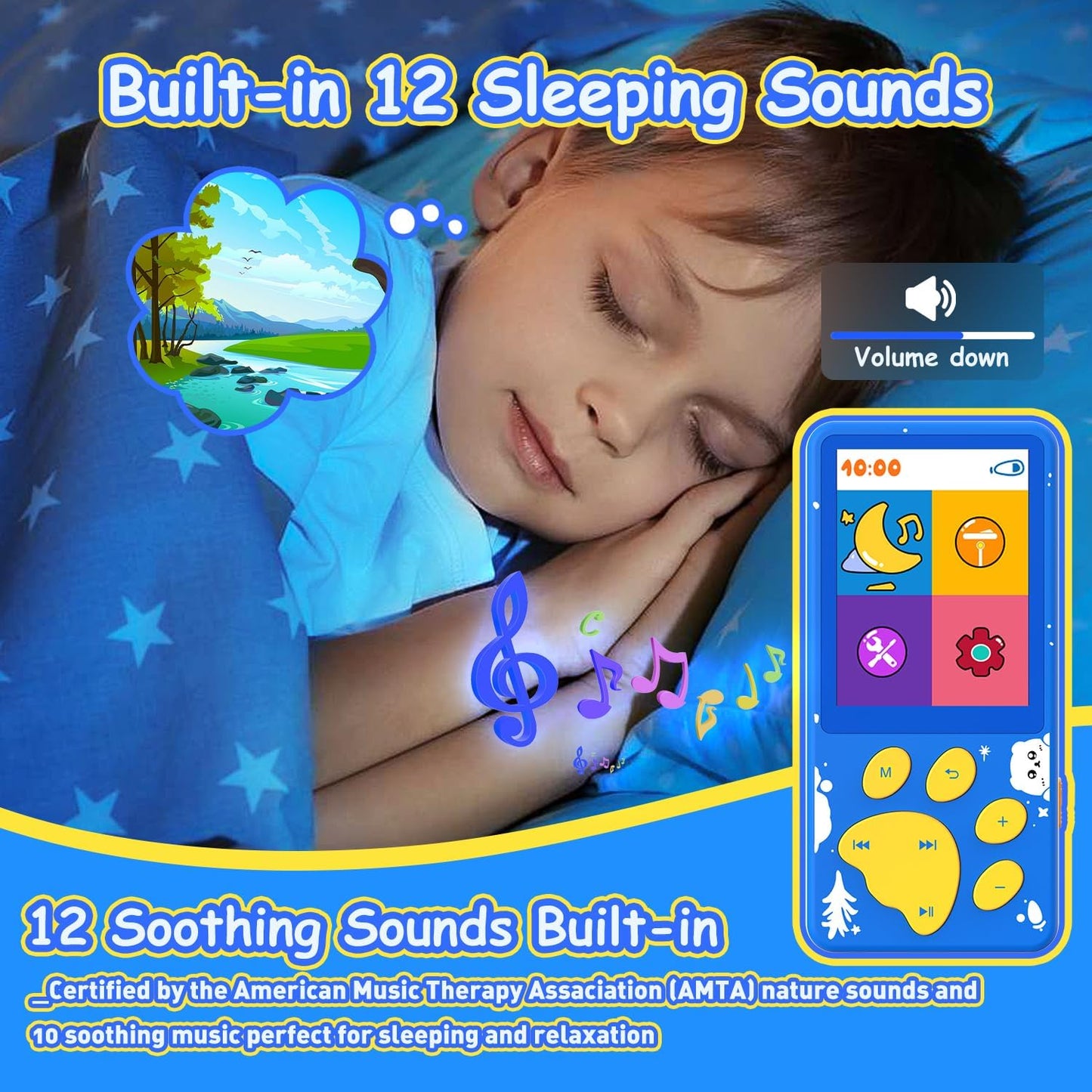wiwoo MP3 Kids,32GB MP3 2.4 inch 128GB Player for Kids Player with Bluetooth,Speaker, Color Screen,Soothing