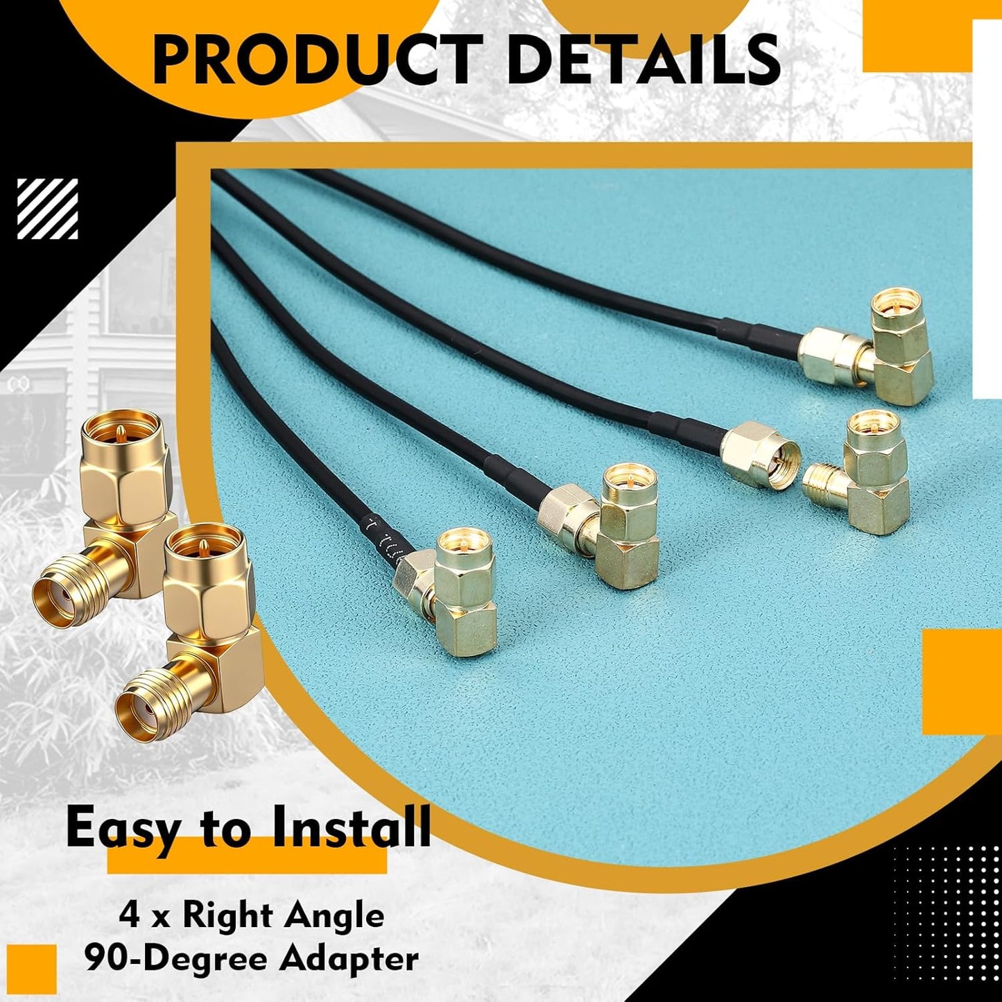 FairySandy 5 5G 4x4 5G Pcs Mobile Antenna MIMO Omnidirectional LTE Antenna with SMA Male to Female Right Angle Adapter