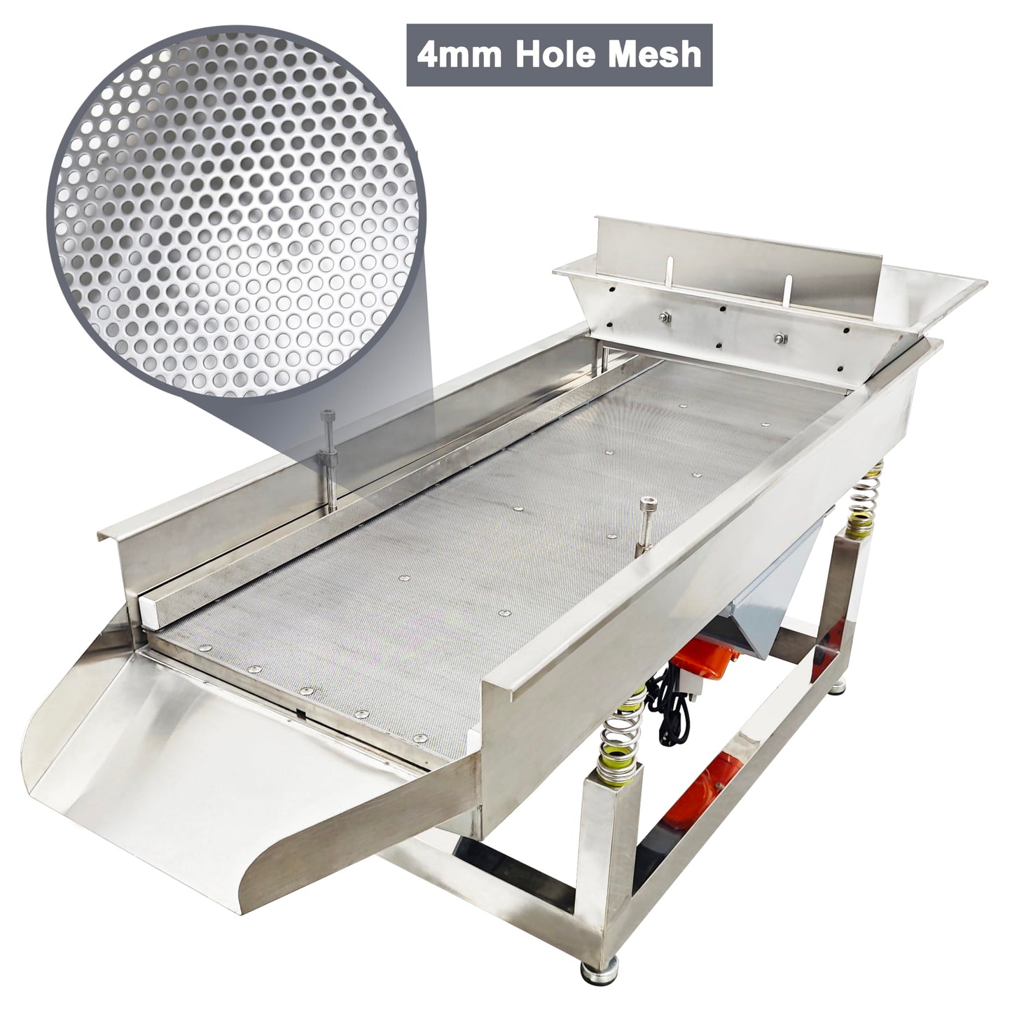 TECHTONGDA Straight Vibrating Sieve Screen Shaker Electric Linear Sifter Machine Stainless Steel One Layer Two Motor 4mm Round Hole Screen Size 40 * 13.8inch
