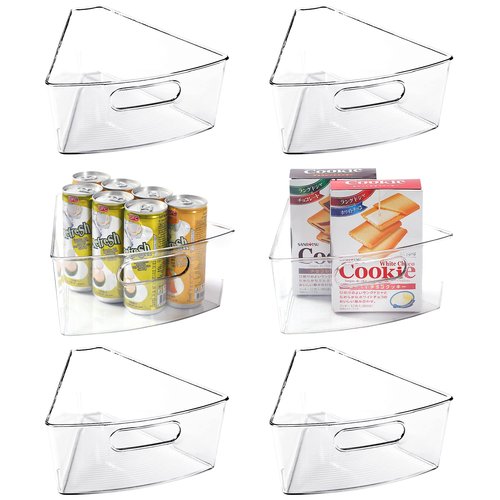 Leeden Lazy Susan Organizer for 32" Diameter Corner Lazy Susan, Plastic Kitchen Cabinet Storage Bins with Handle, 6 Packs, 1/8 Wedge - Food Safe, BPA Free