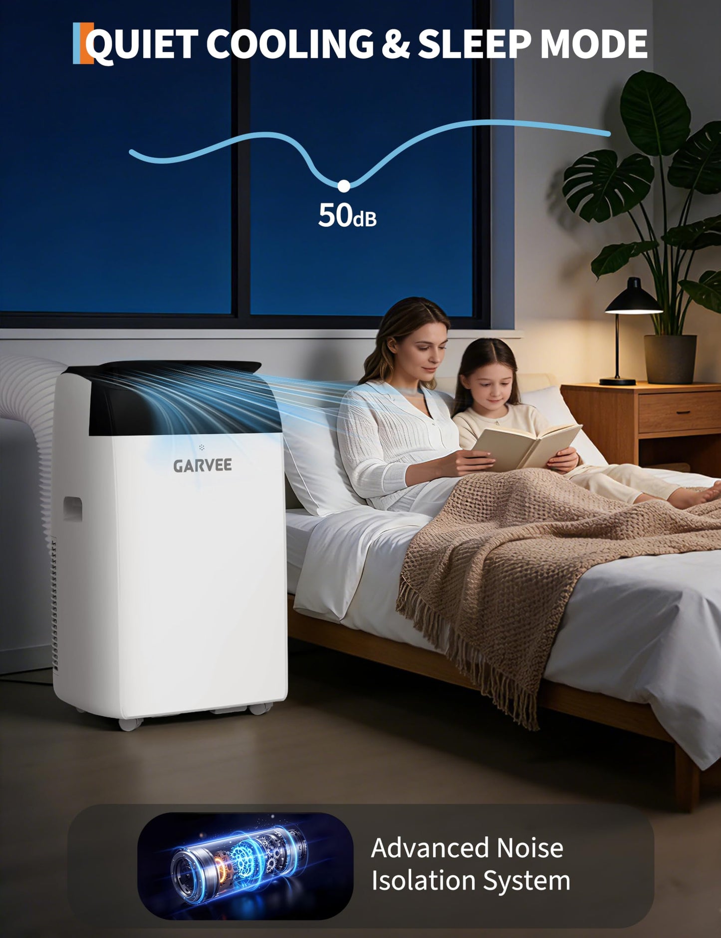 Garvee 14000 BTU Portable Air Conditioner with Follow Me Function, 3-in-1 AC Includes Remote & Full Window Kit, Cools Areas Up to 750 Sq. Ft, 115V