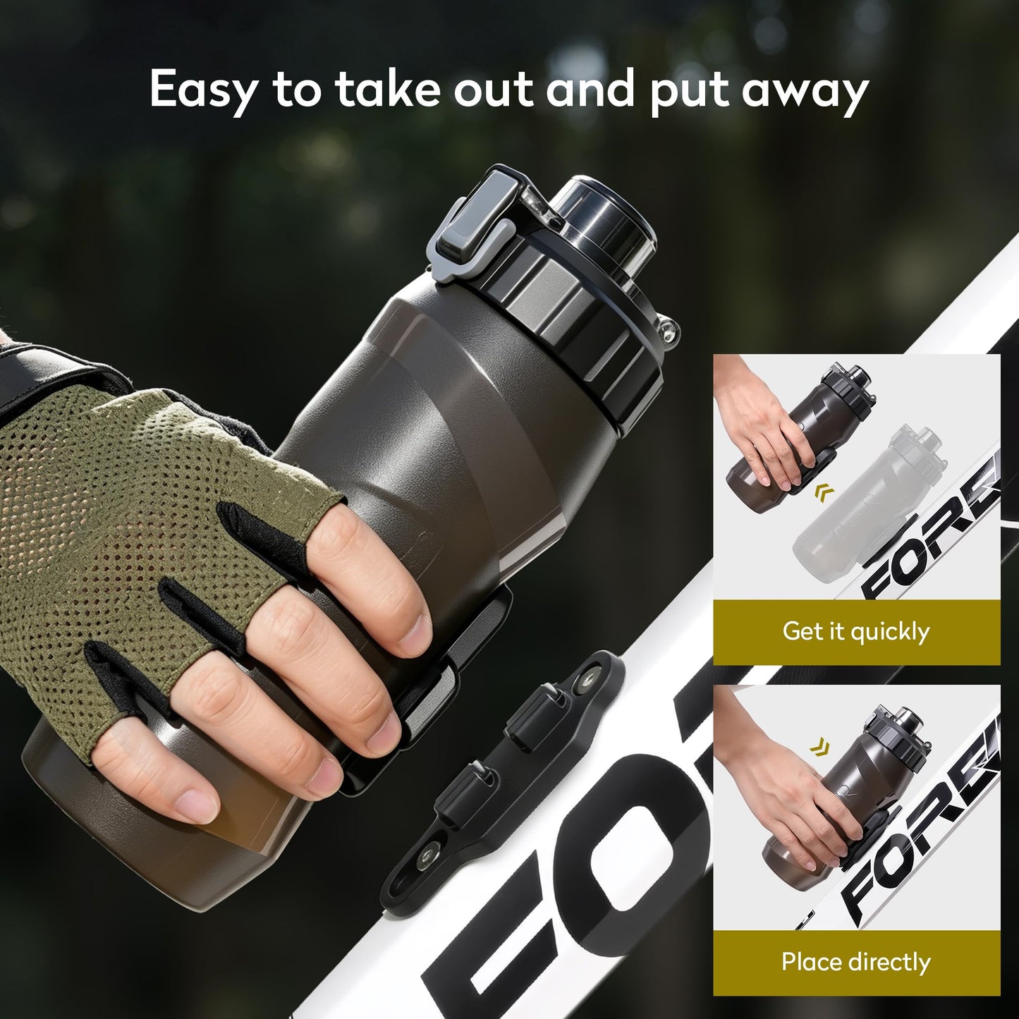 Magnetic Cycling Water Bottle with Bike Mount – 600ml / 20oz, Quick Snap-Release, Cage-Free, One-Handed Access – M5 Screws Included – Fits MTB, Road & Gravel Bikes