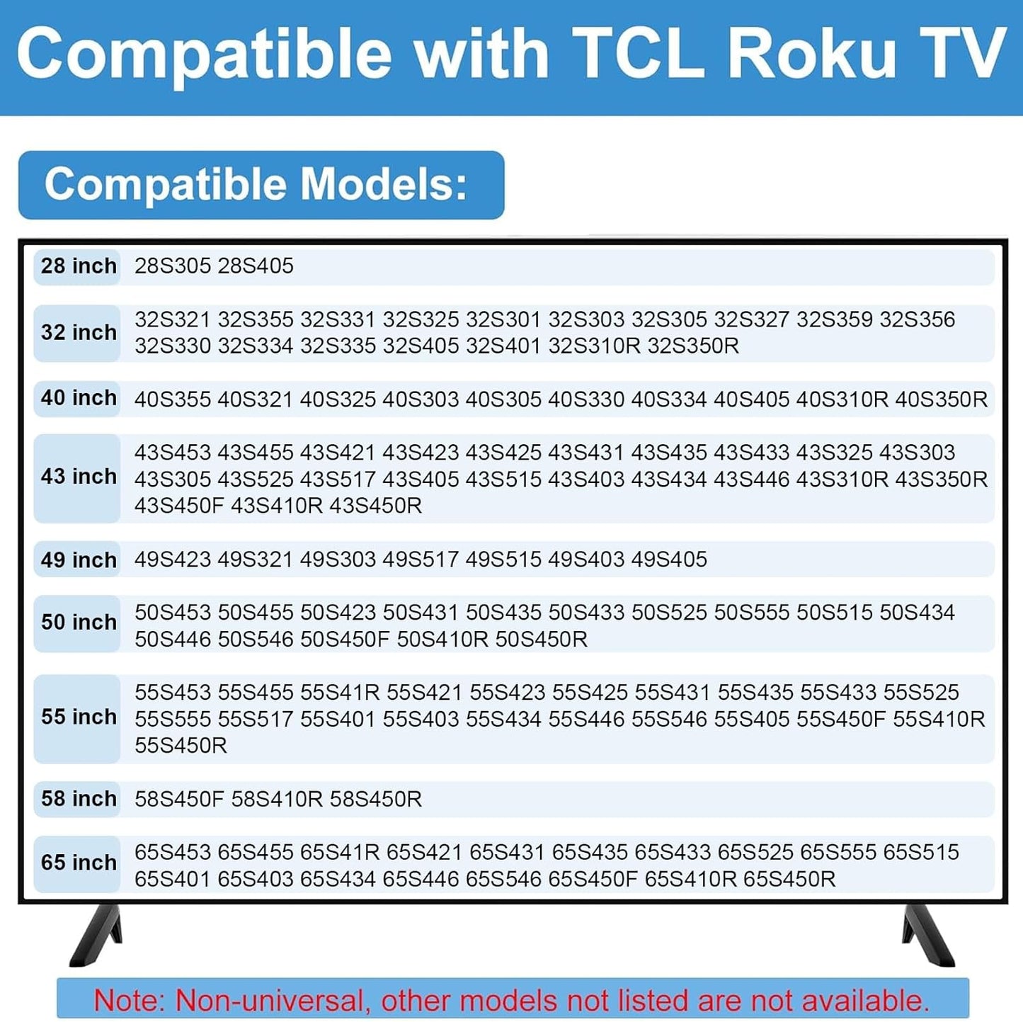 Yaotieci 32" 40" 43" 49" 50" 55" 65" 32S359 32S355 40S355 43S455 50S525 55S435 65S455, (Upgraded Version) TV Legs