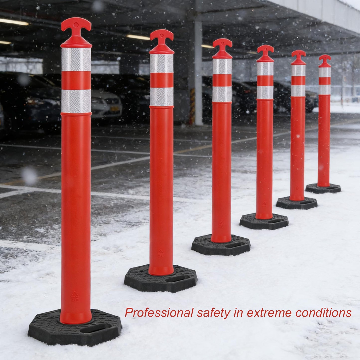 OrangeStar 42" Traffic Delineator Post Cones 6-Pack Orange Safety Cones with Heavy Duty Rubber Base for Construction, Road Work, Parking Lots, Warehouse and Events