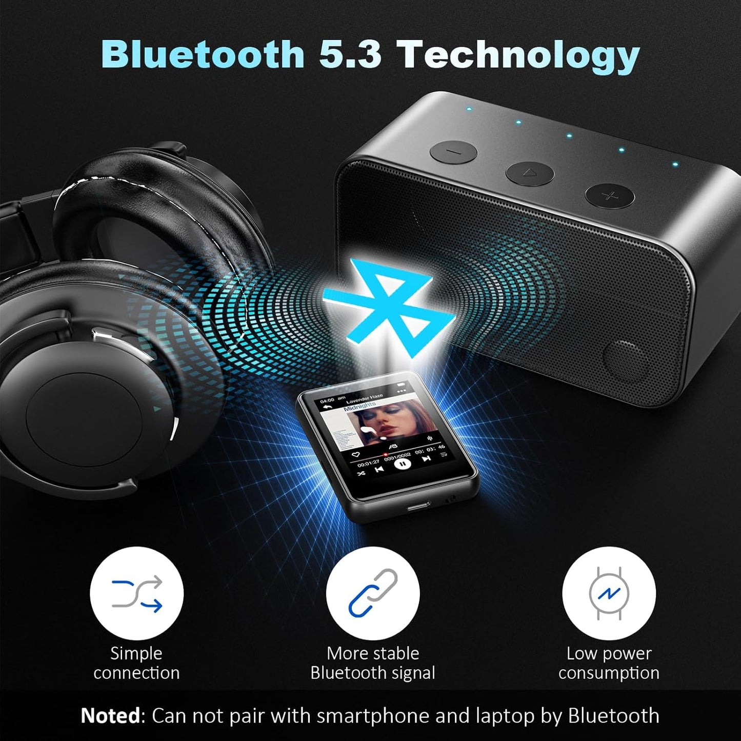 JOJOLEPAI MP3 32GB Player with Bluetooth - Touch Screen Portable Music Player with Speaker, FM Radio, Expandable Memory