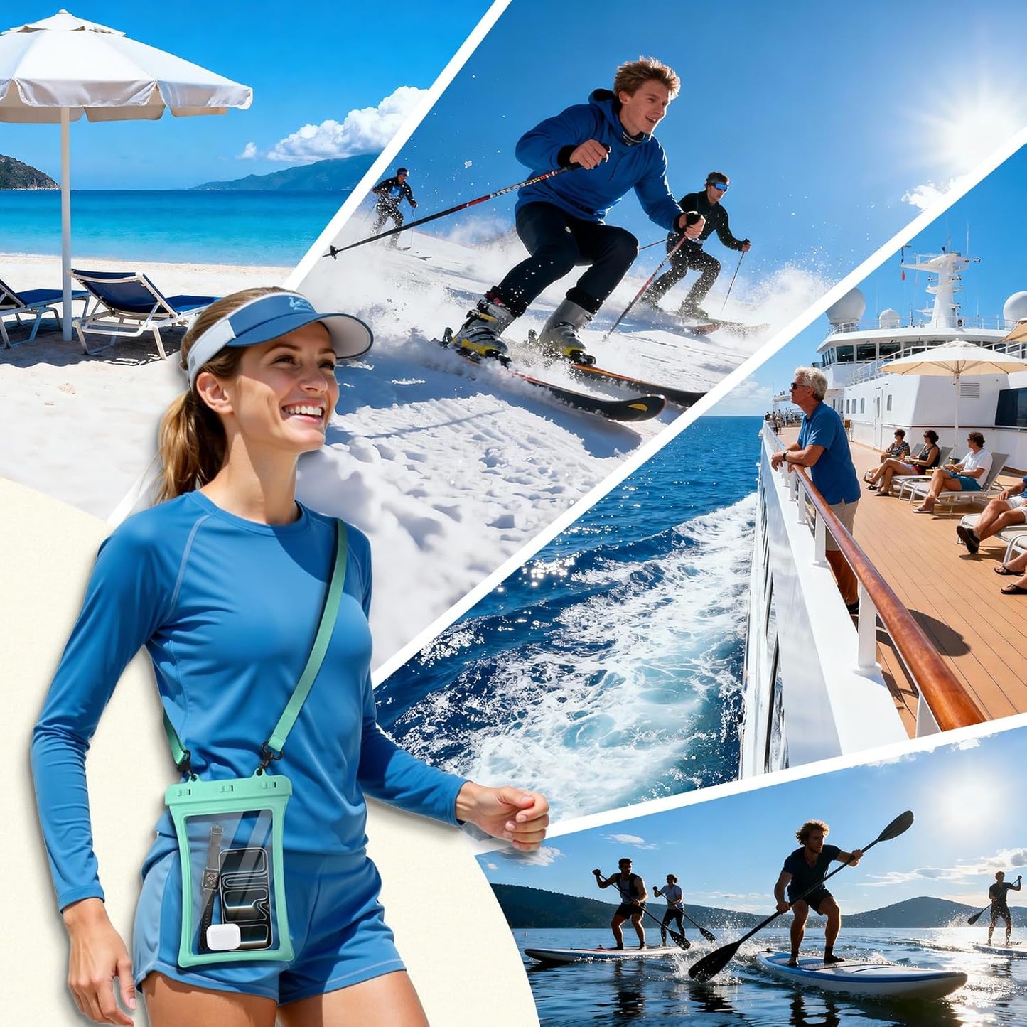 CACOE IPX8 2 Pack-Up 10.0",Adjustable [Floatable Floating Universal Waterproof Phone case to Lanyard Phone