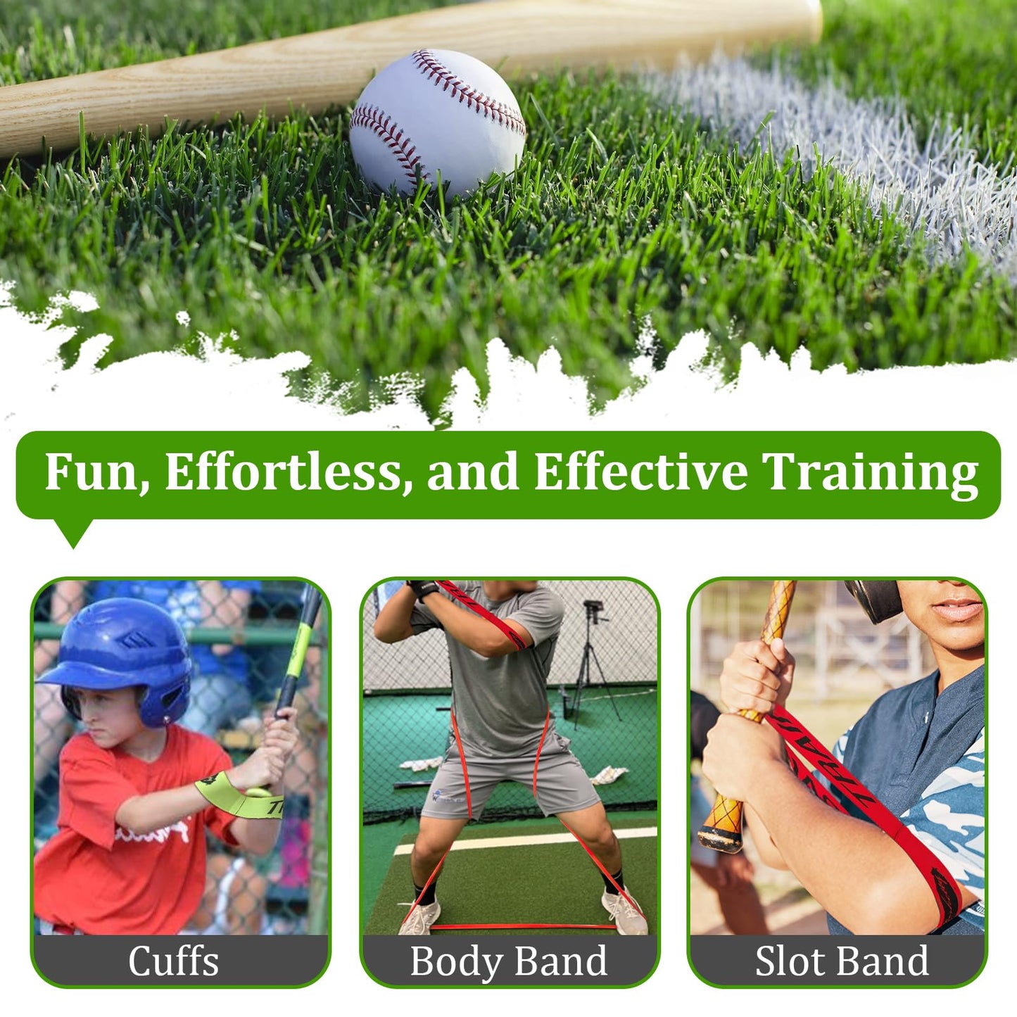 HOTETRI Baseball/Softball Training Equipment for Batting Training, Swing Trainer Aid, Hitting Trainer, Baseball Training (Black - Body Band)