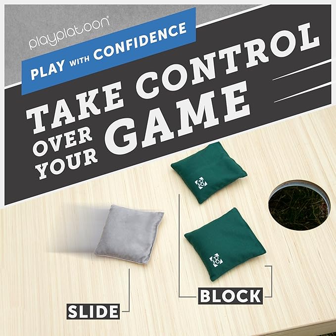 Professional Cornhole Bags - Set of 8 Regulation All Weather Double Sided - Sticky Side/Slick Side Bean Bags for Pro Corn Hole Game