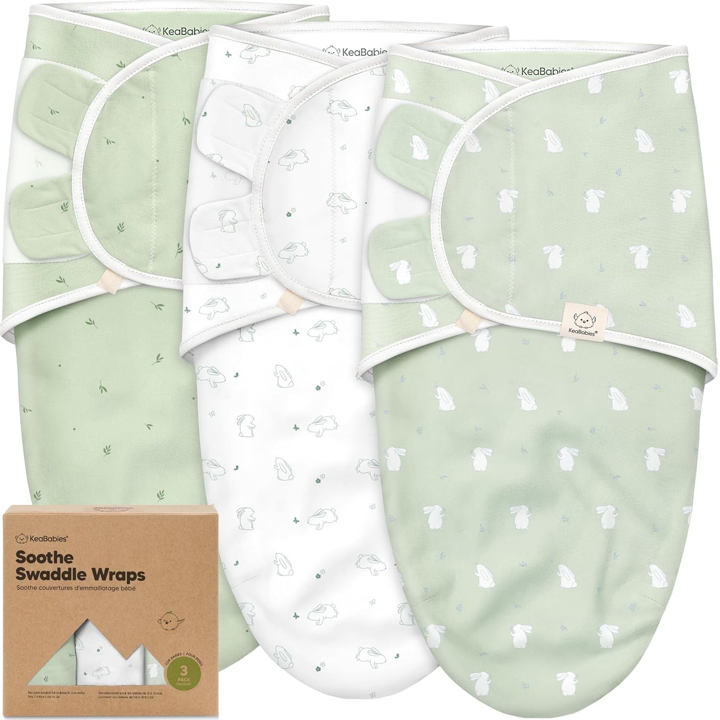 Skiennix Organic Baby Swaddle Sleep Sacks - Soft & Snug for Newborns 0-3 Months | 3-Pack Bunnies Design
