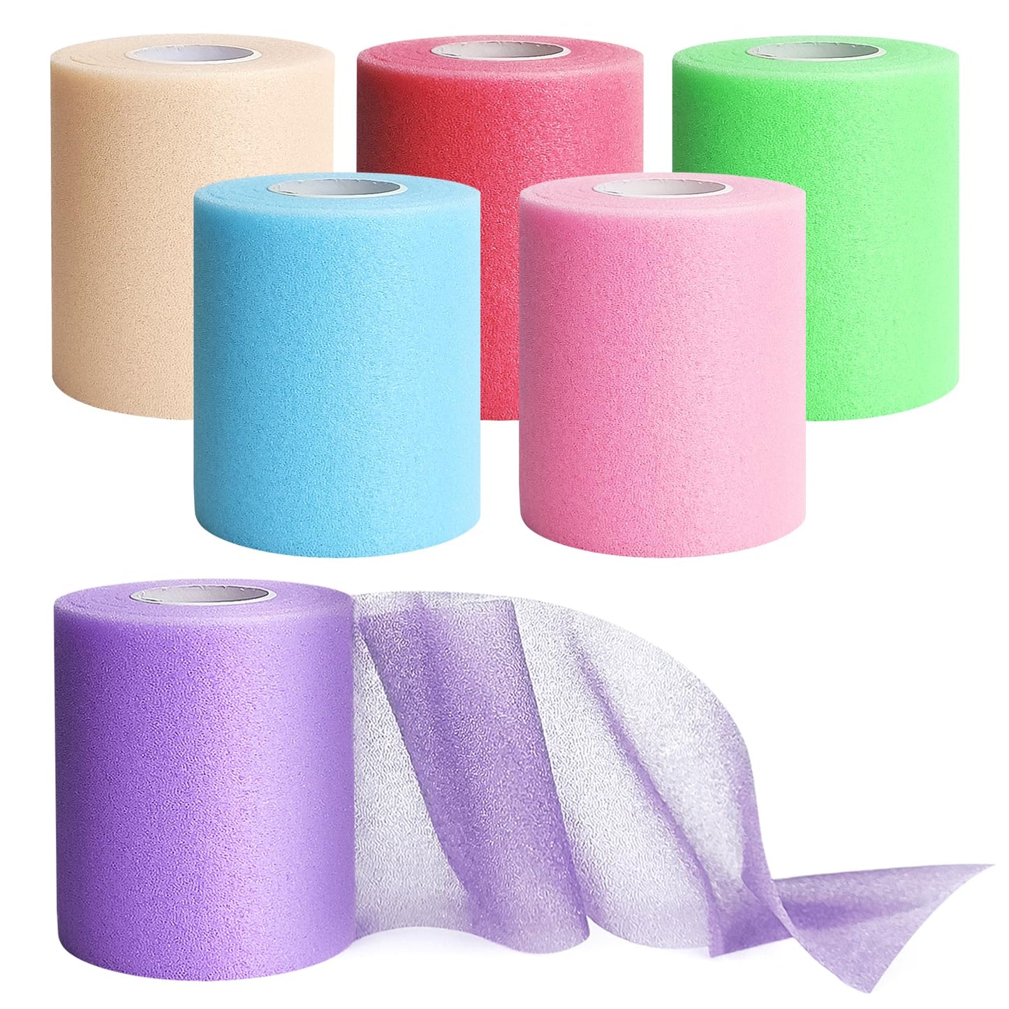 Prewrap Athletic Tape,6 Roll Pre wrap Headbands for Hair Soccer,Foam Underwrap Sports Wrap for Ankles Wrists Hands Knees Elbows 2.75 Inches X 12 Yards