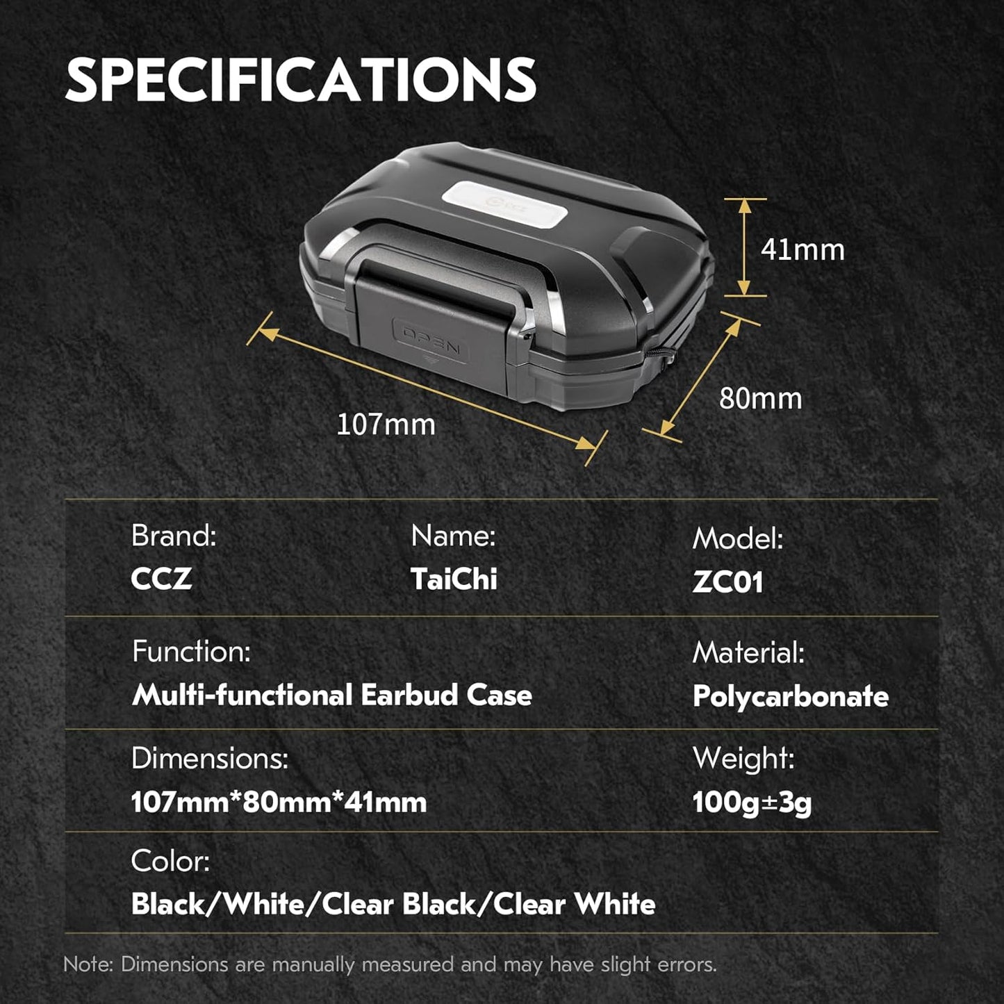 YINYOO ZC01 ZS10 SE215, KS1, ZS12 2, CCZ Hard Shell IEM Case for KZ Pro in Ear Monitor, Travel Portable Earbuds Case